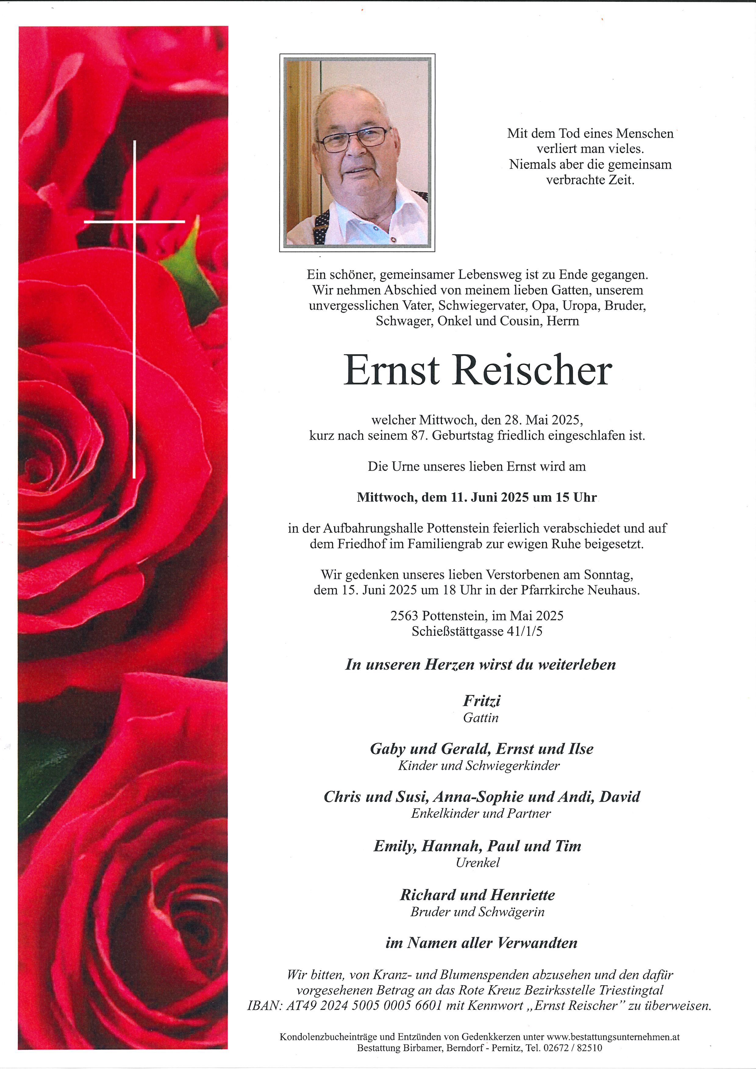 Traueranzeige von Ernst Reischer