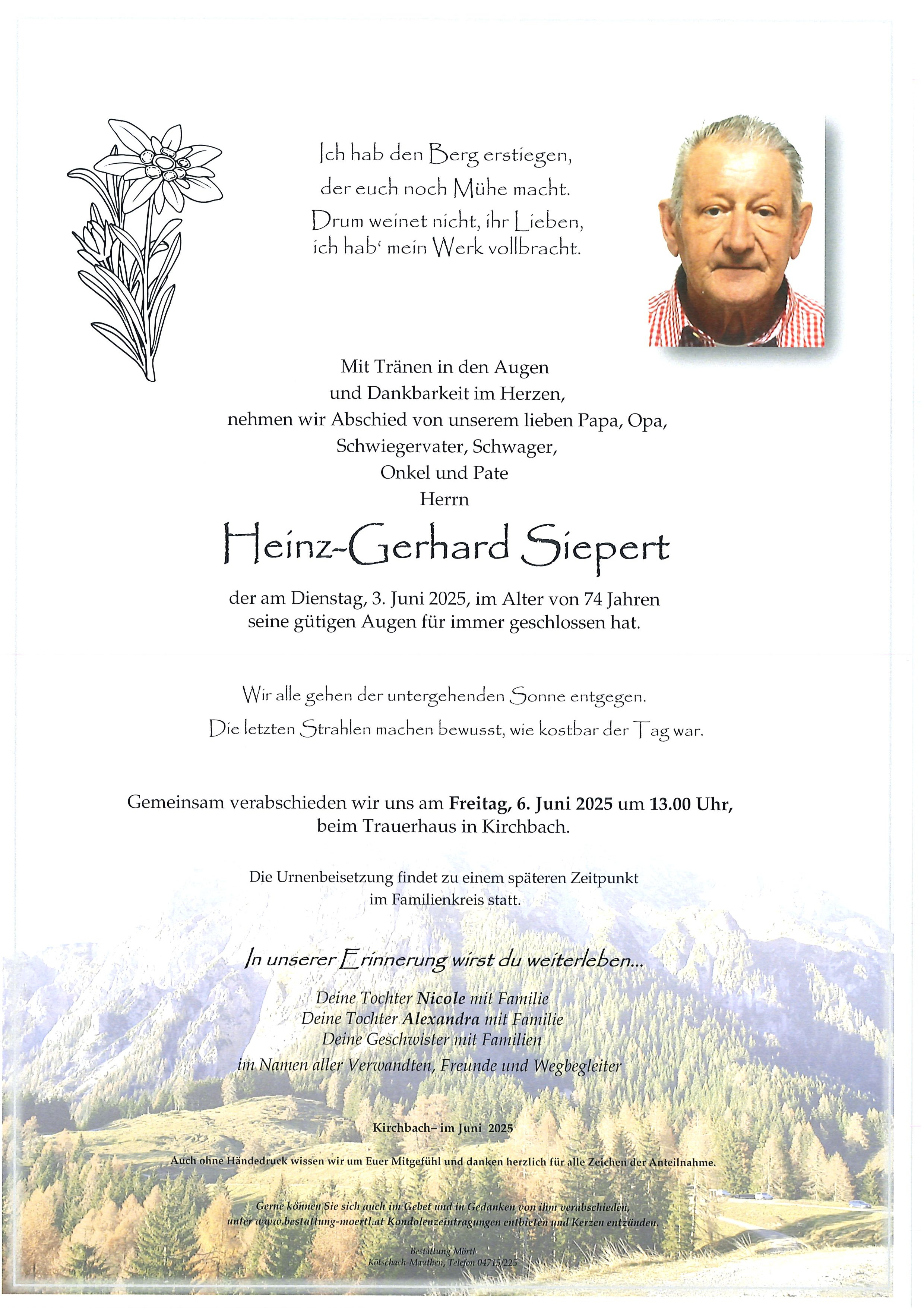 Traueranzeige von Heinz-Gerhard Siepert