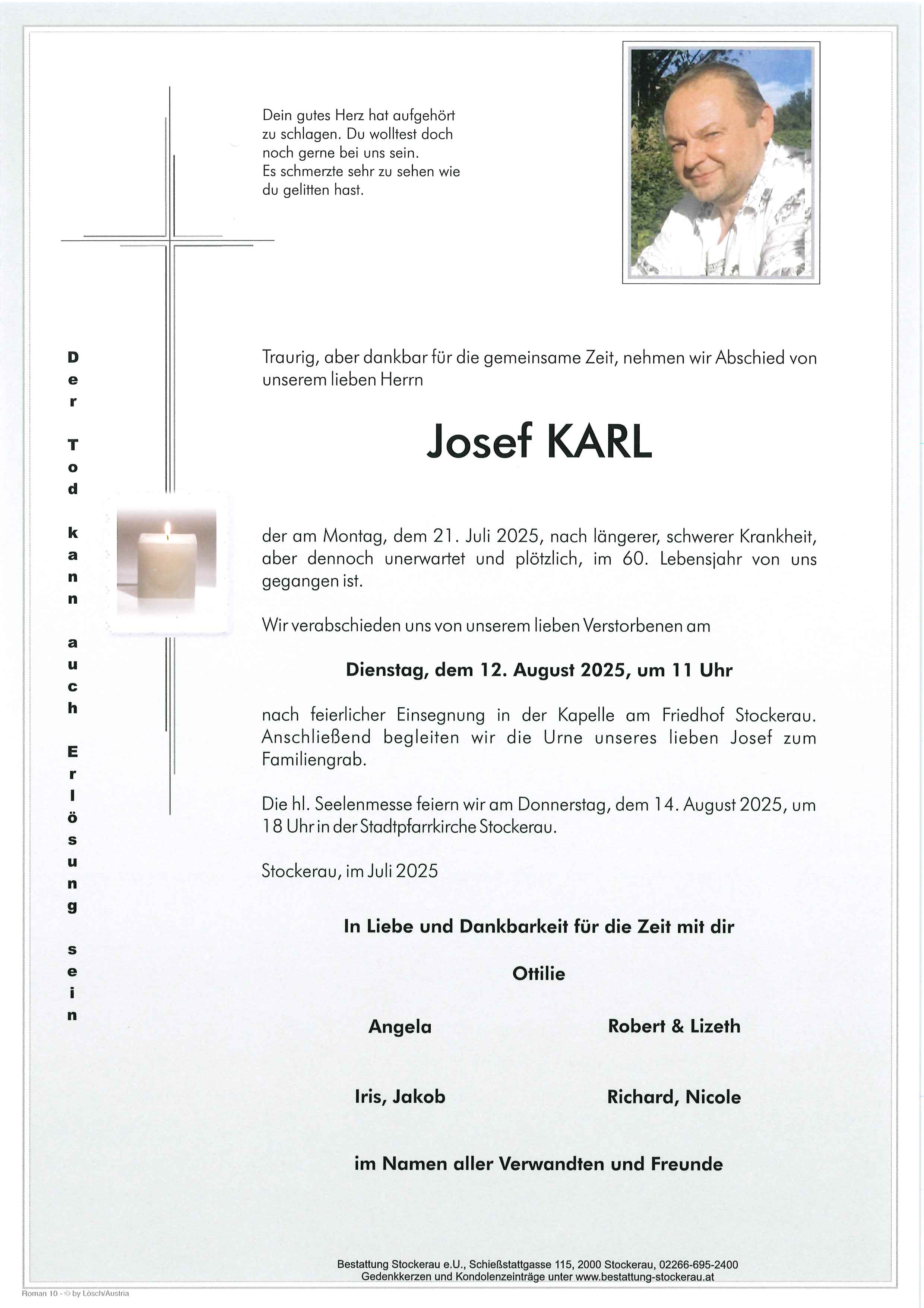 Traueranzeige von Josef Karl