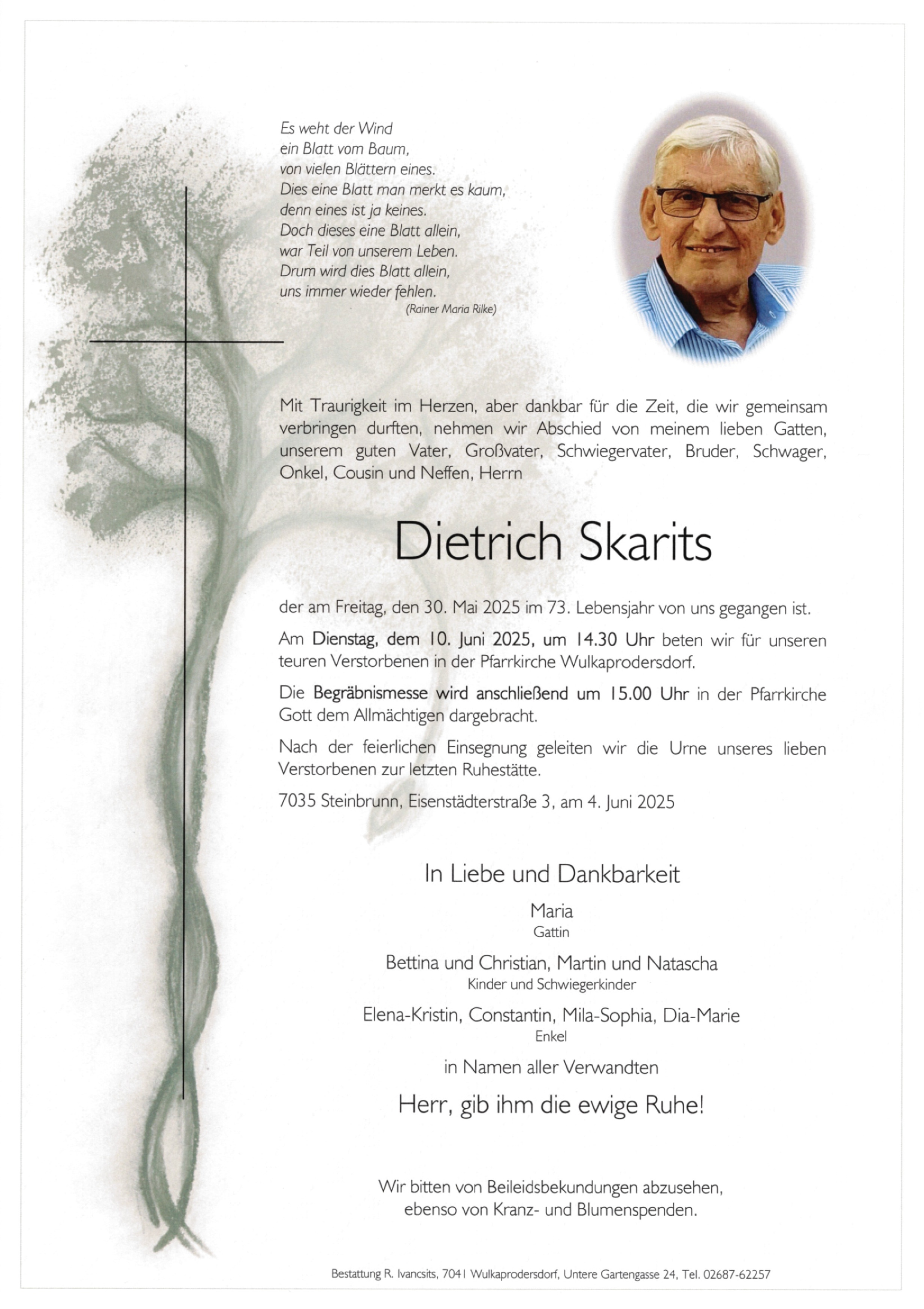 Traueranzeige von Dietrich Skarits