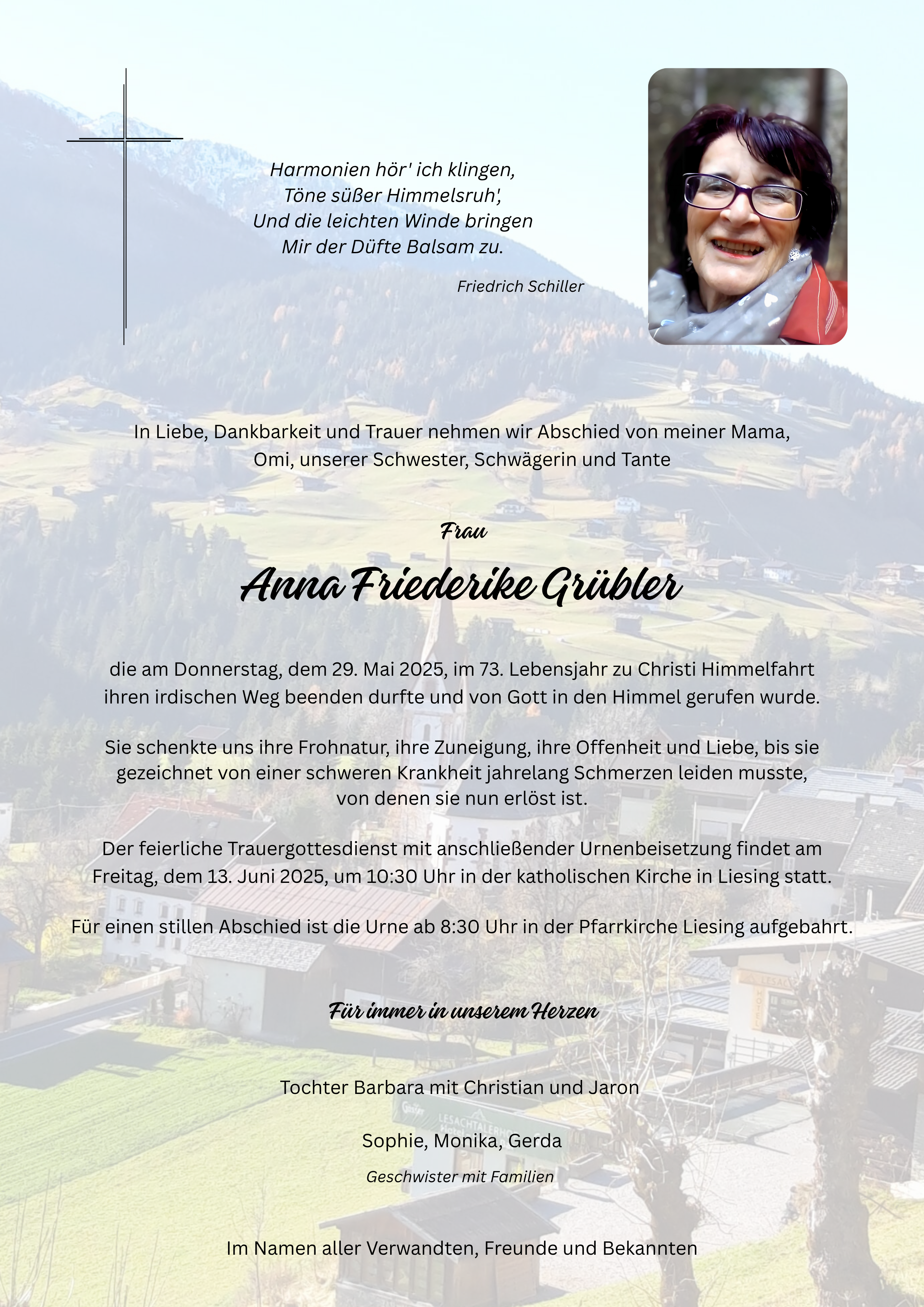 Traueranzeige von Anna Friederike Grübler