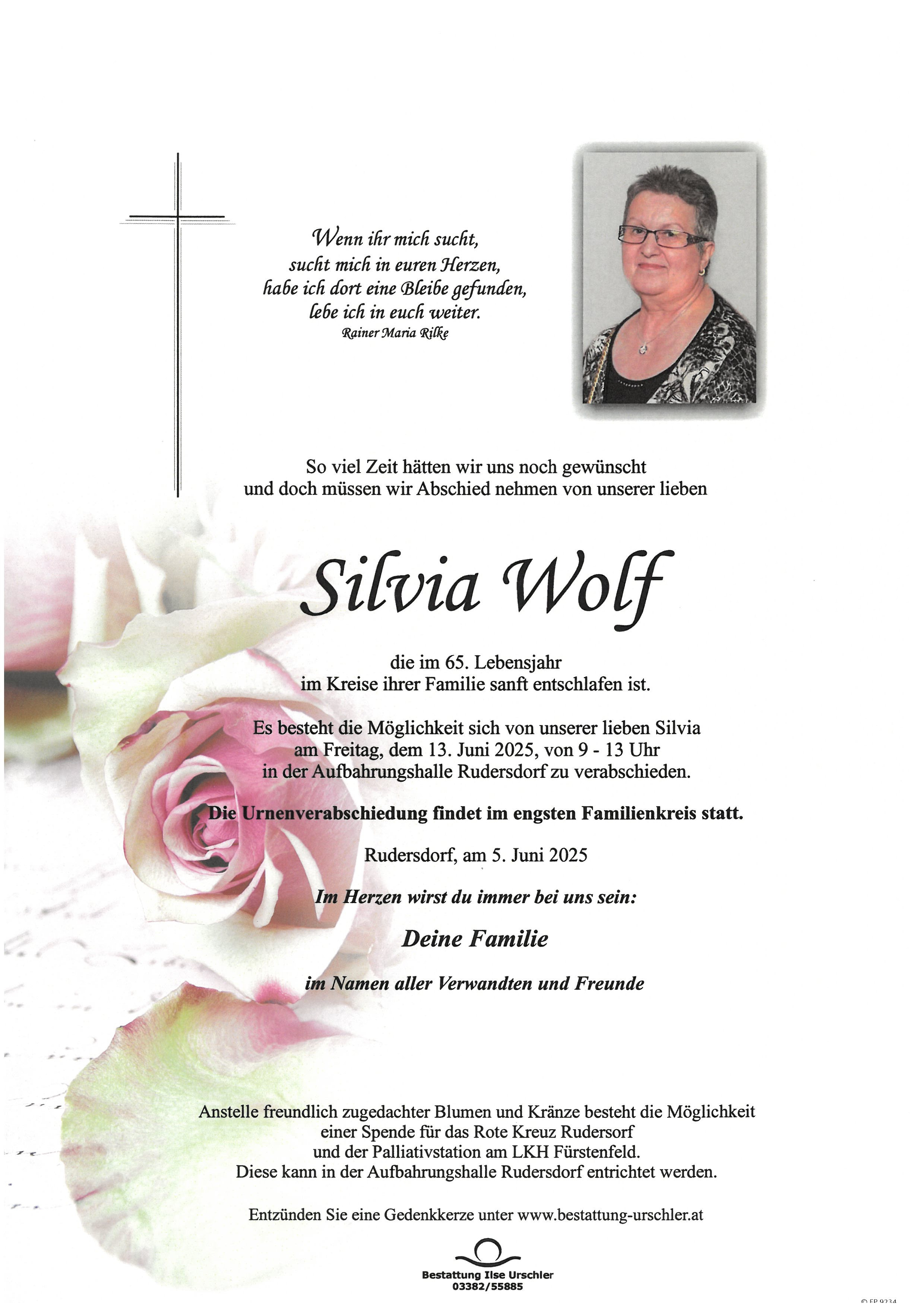 Traueranzeige von Silvia Wolf