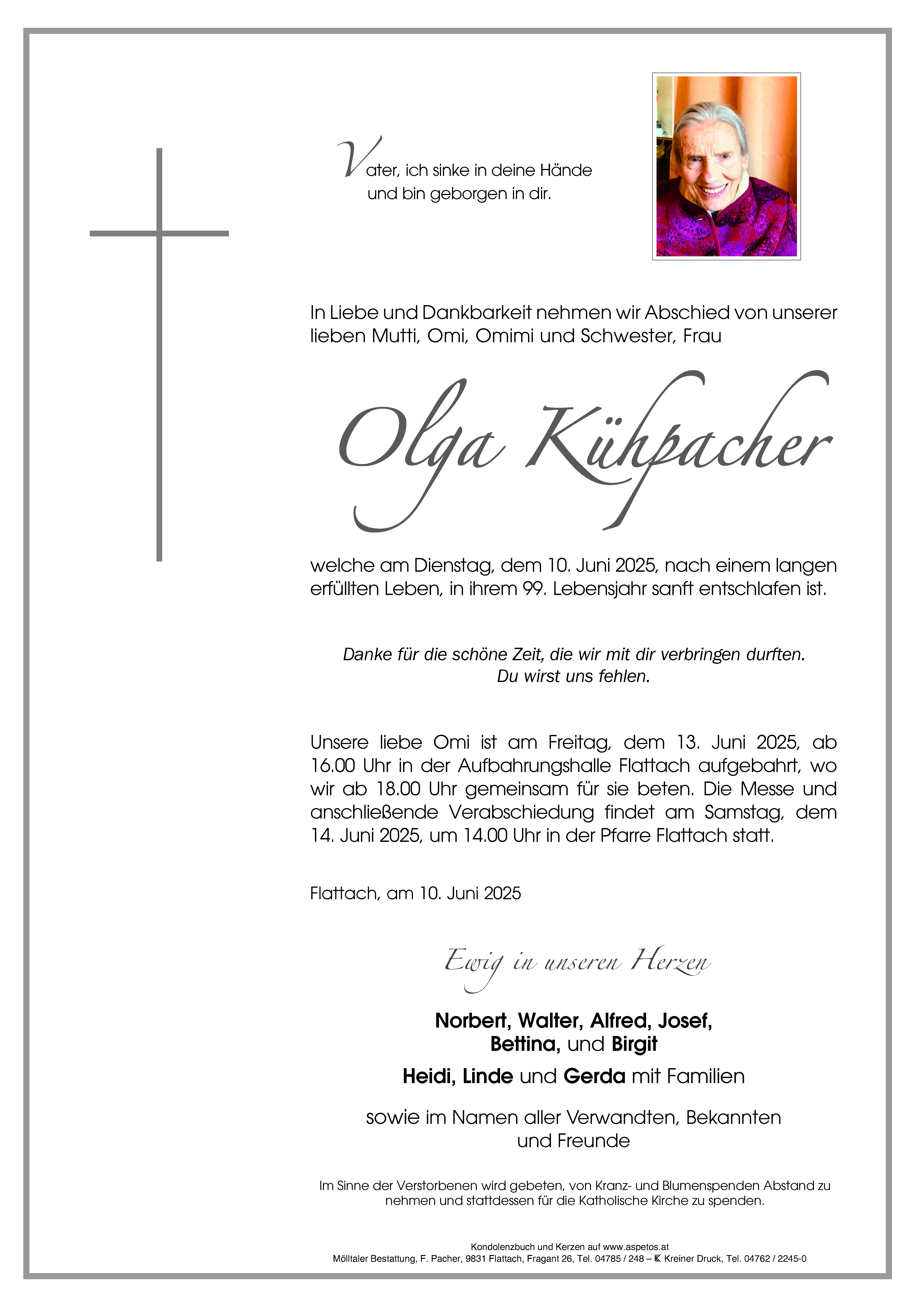 Traueranzeige von Olga Kühpacher