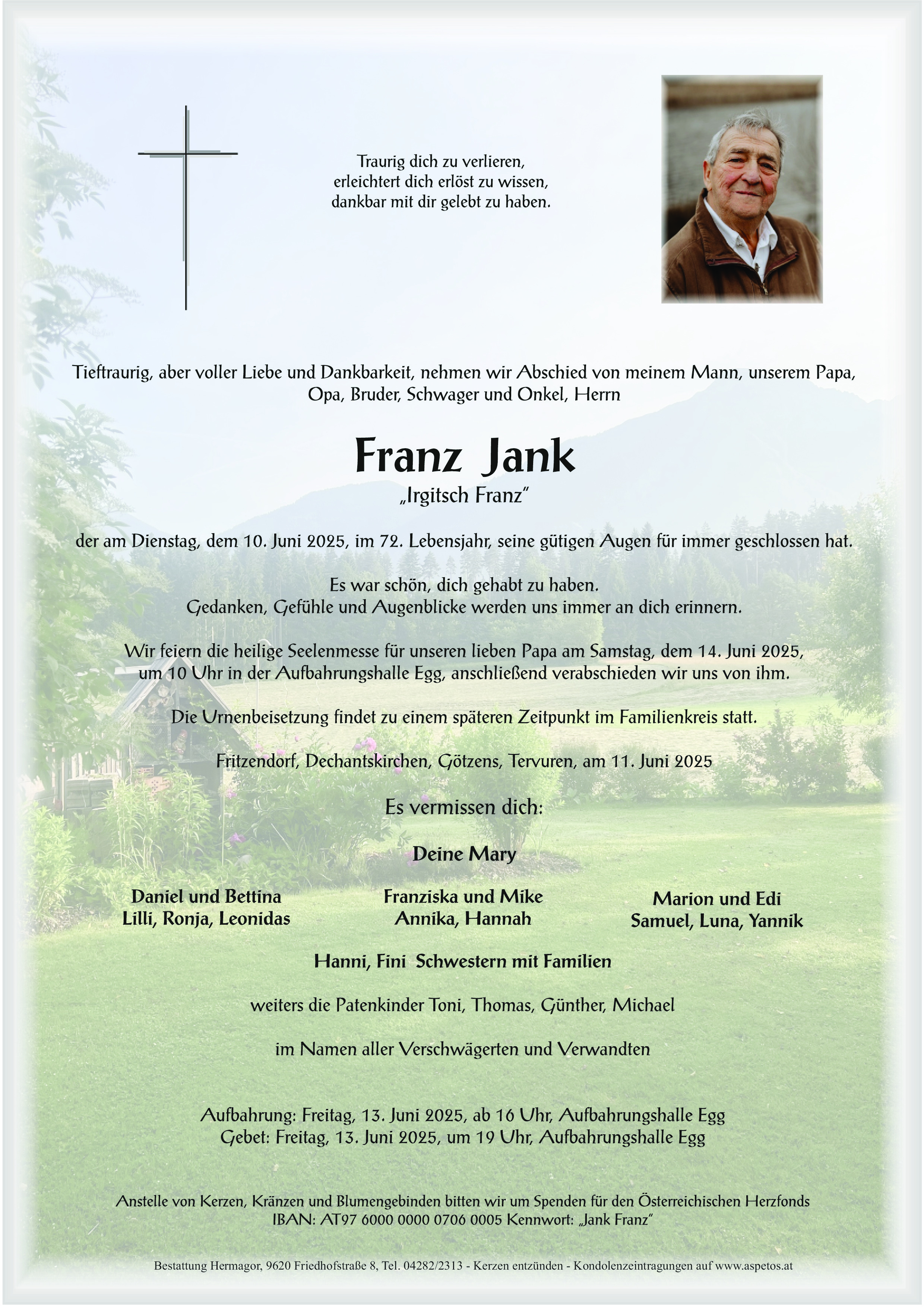 Traueranzeige von Franz Jank
