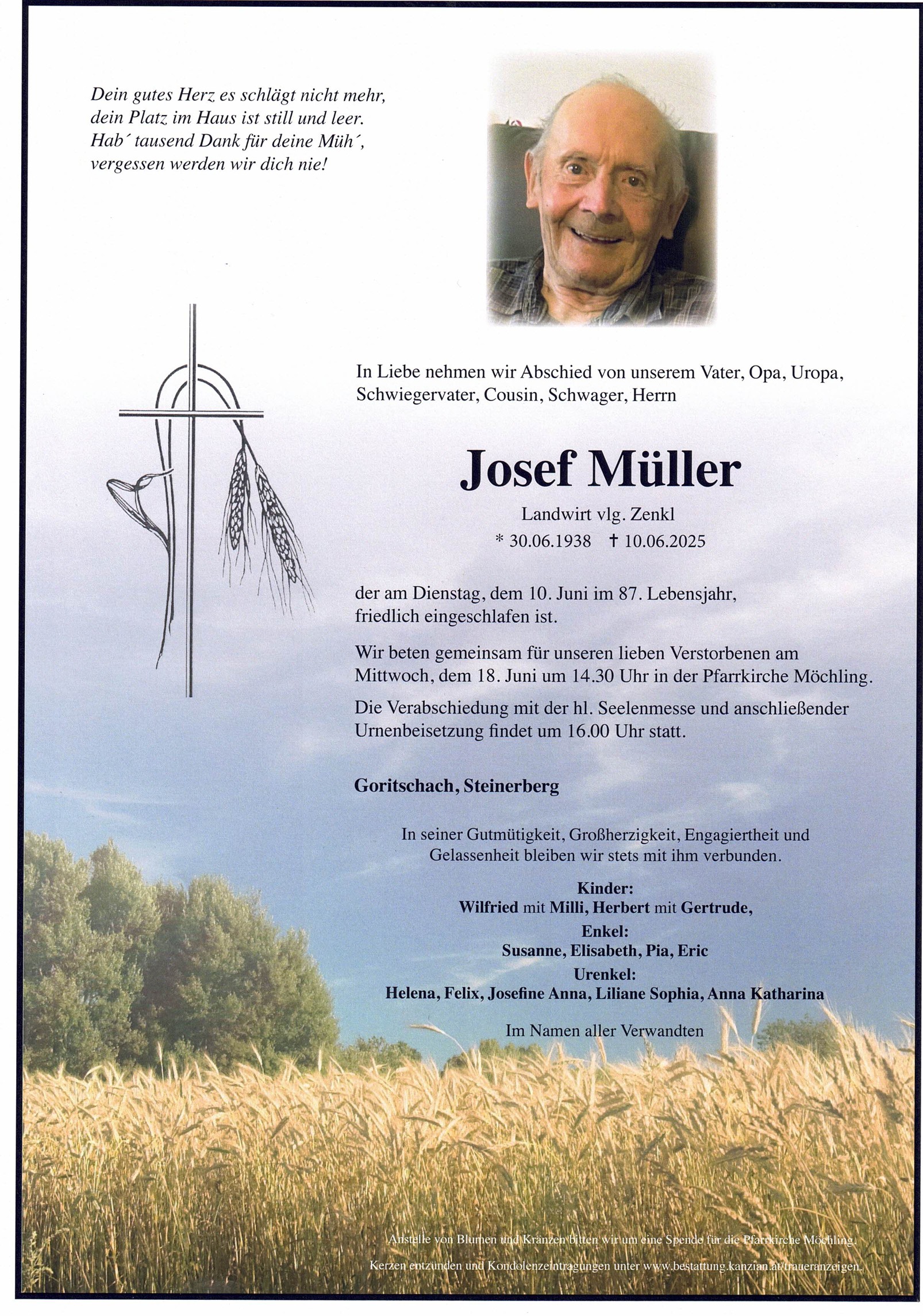 Traueranzeige von Josef Müller