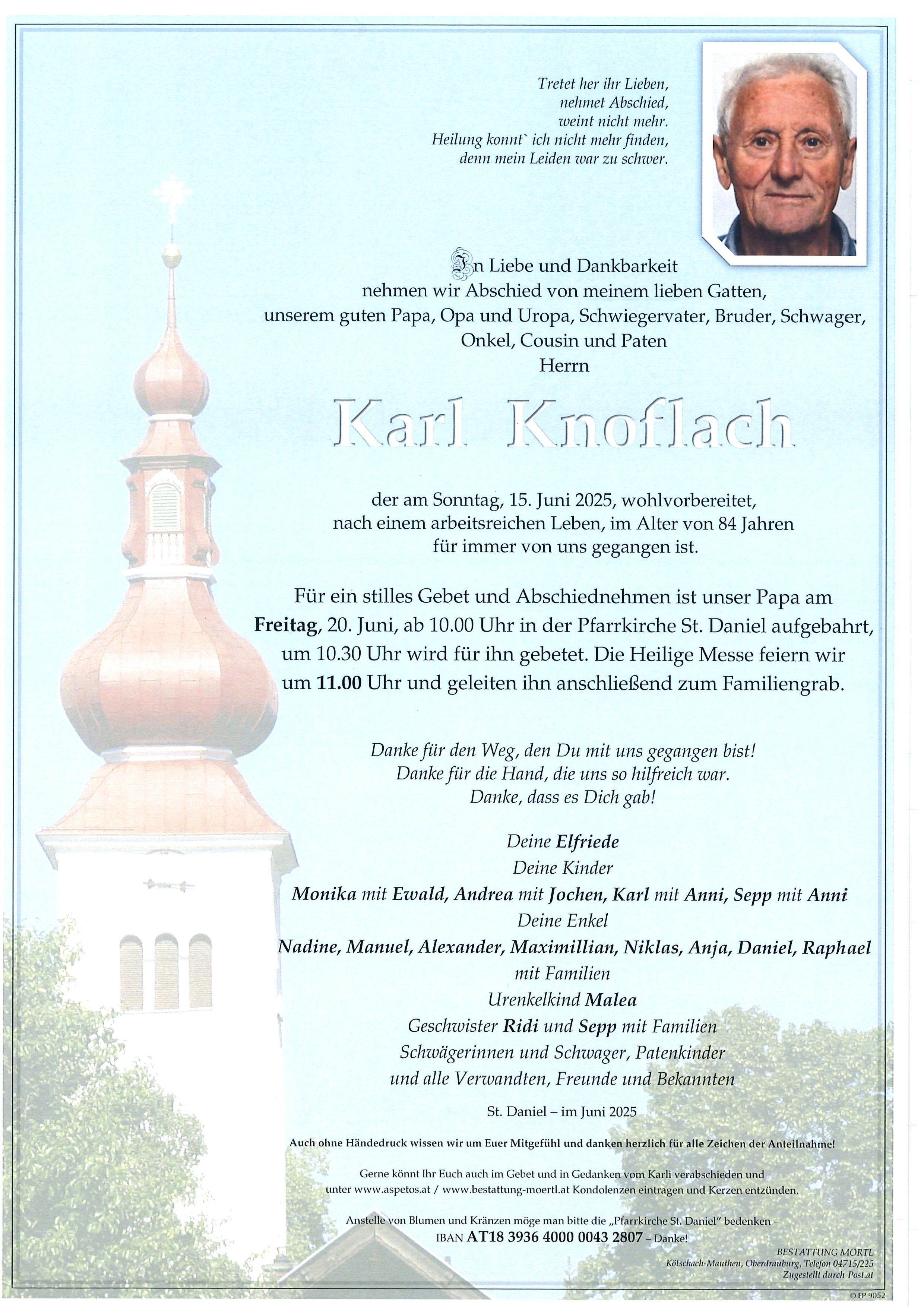 Traueranzeige von Karl Knoflach