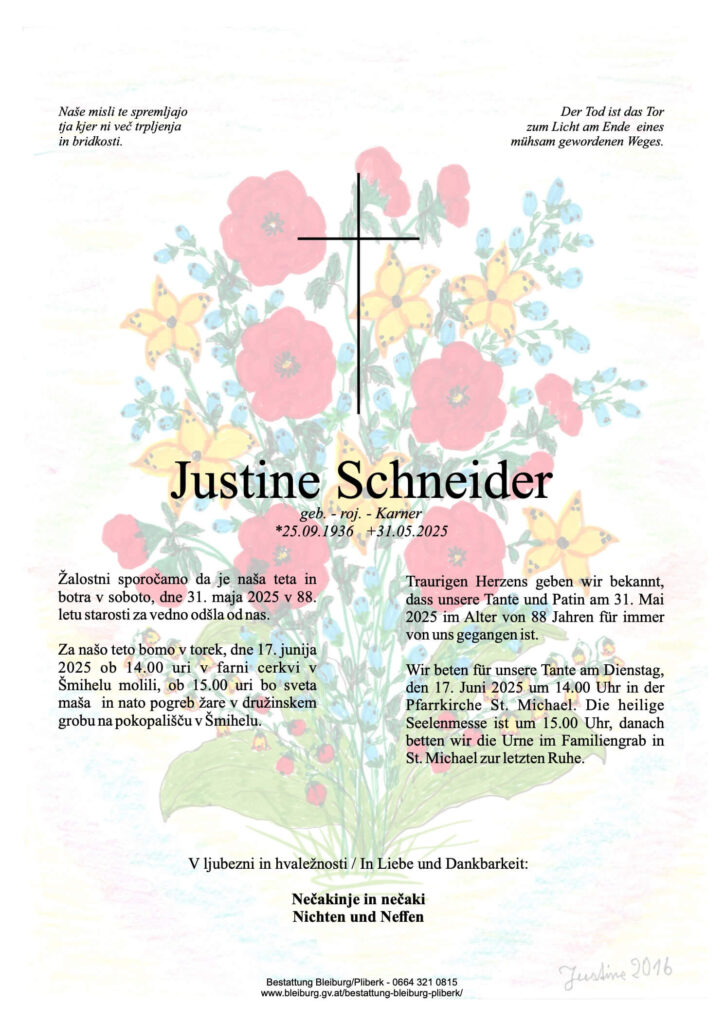 Traueranzeige von Justine Schneider