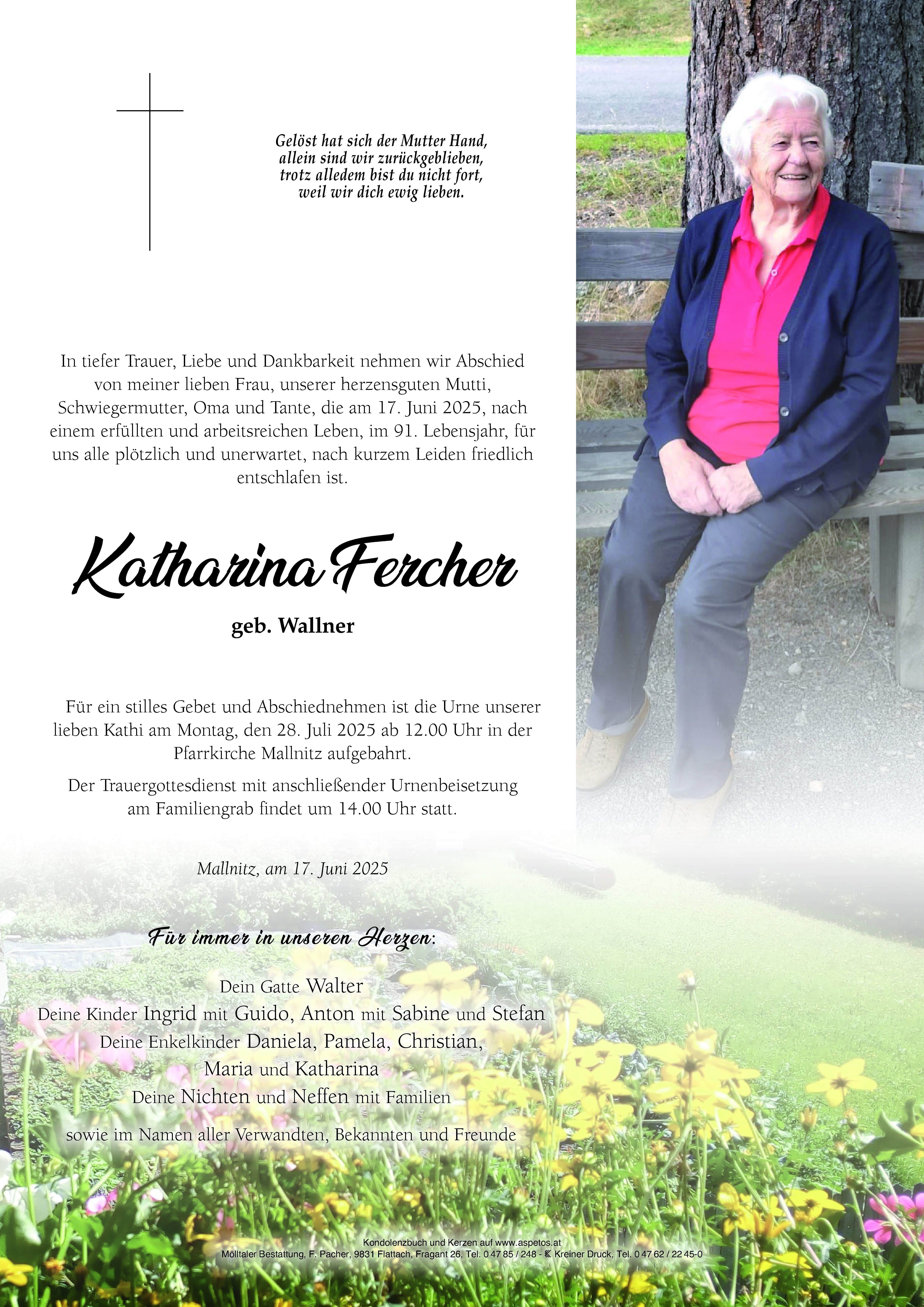 Traueranzeige von Katharina Fercher