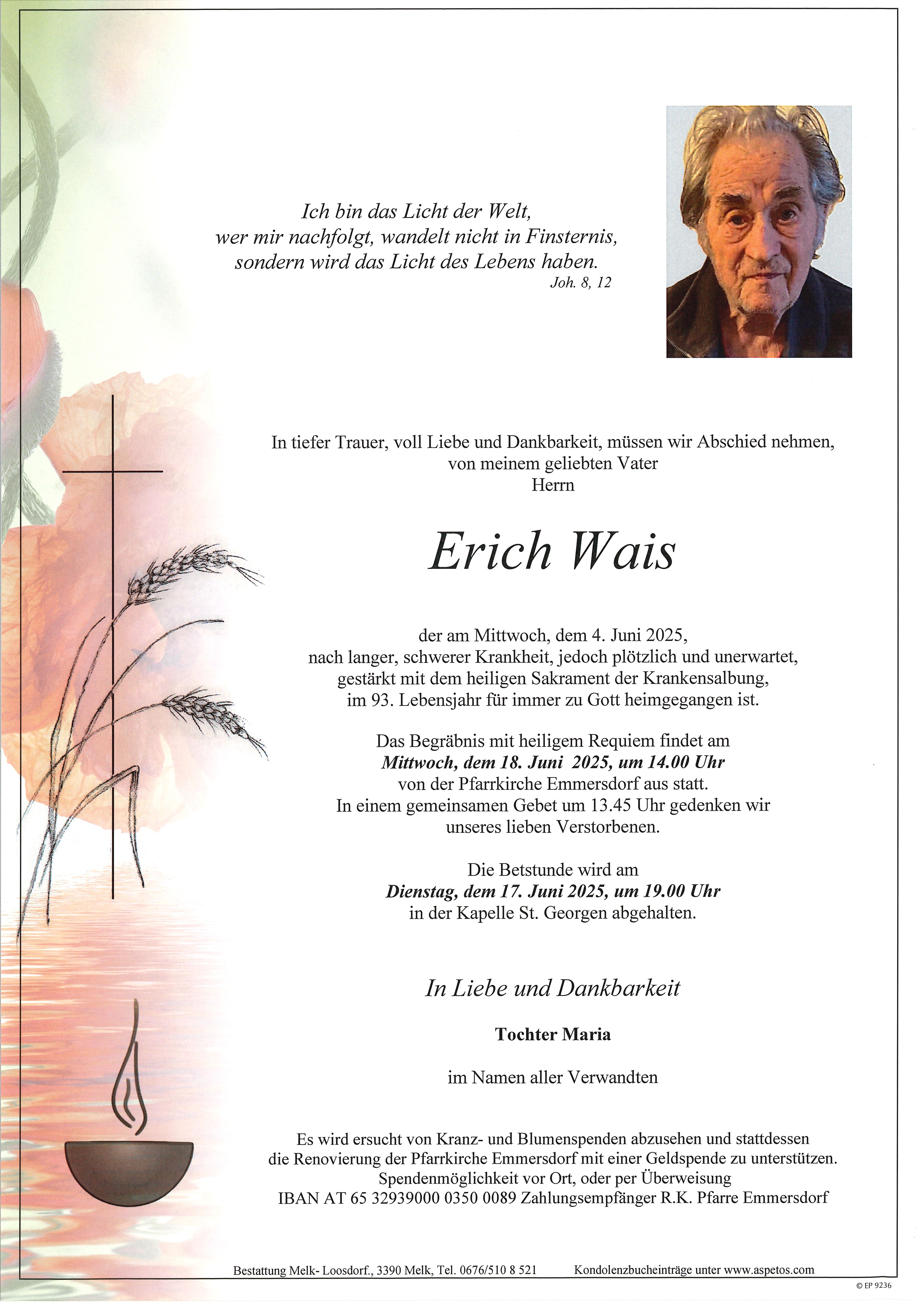 Traueranzeige von Erich Wais