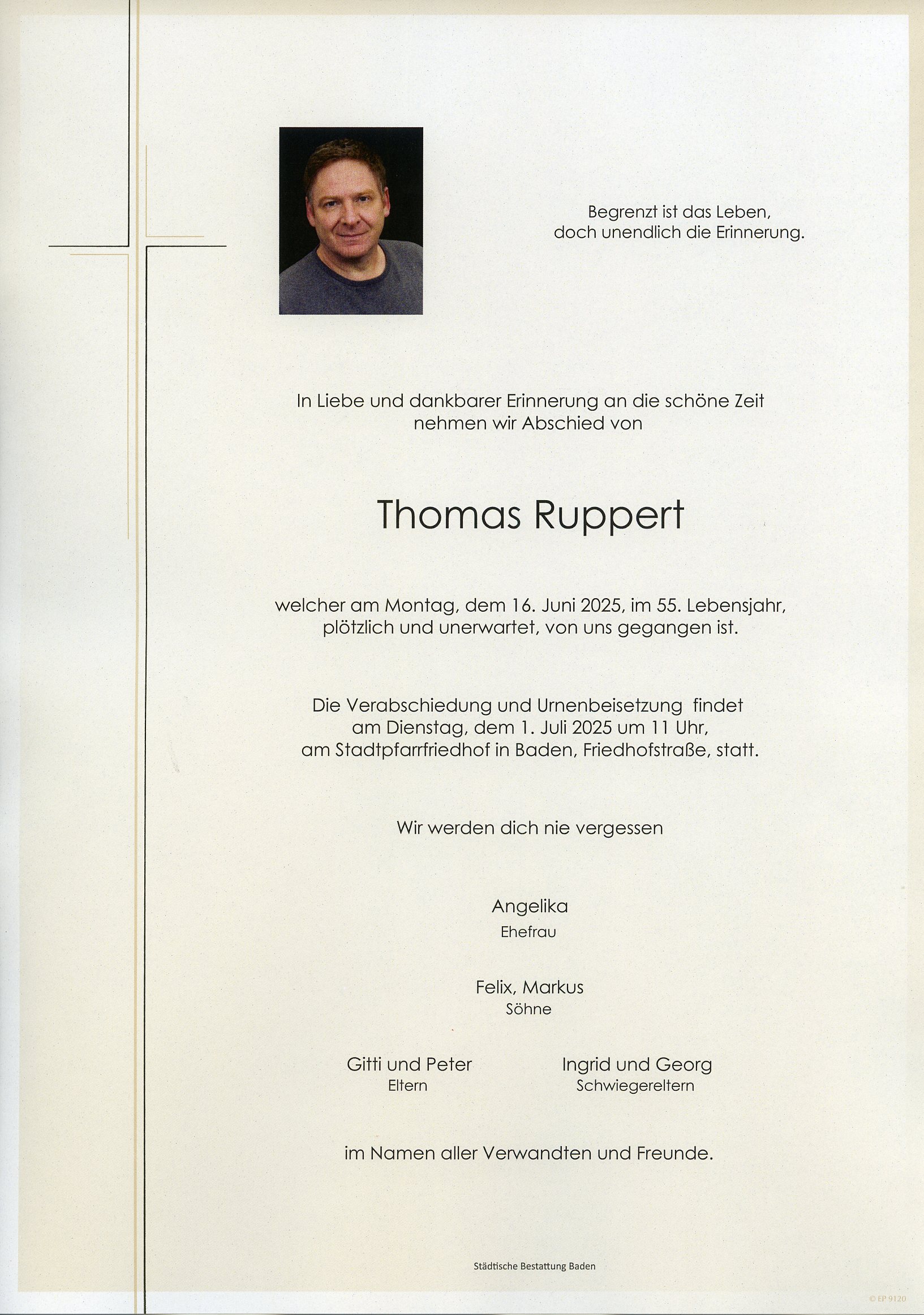 Traueranzeige von Thomas Ruppert