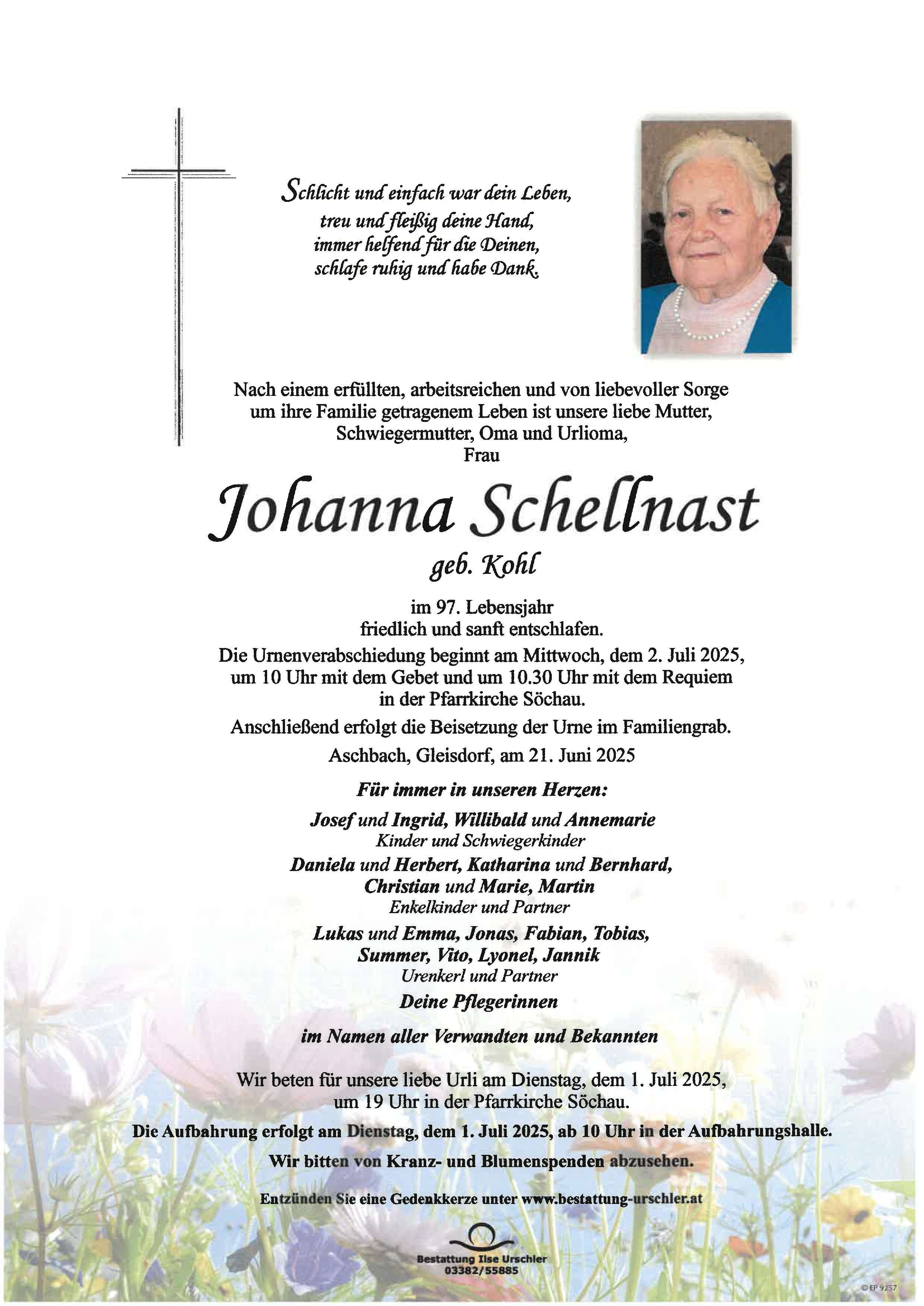 Traueranzeige von Johanna Schellnast