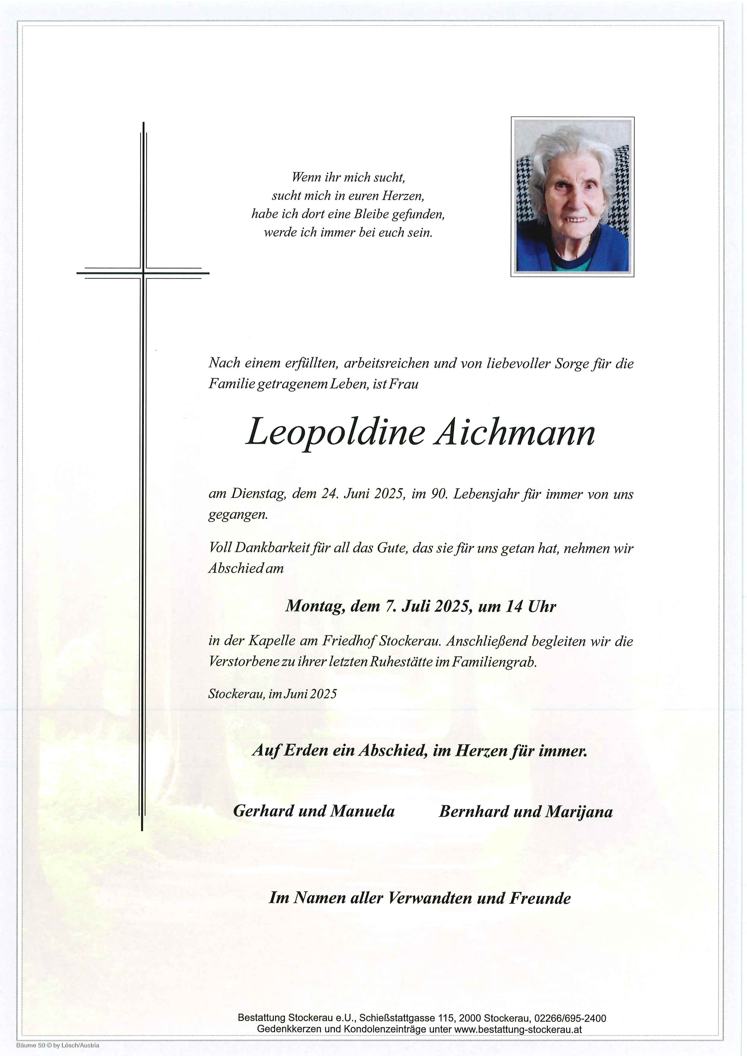 Traueranzeige von Leopoldine Aichmann