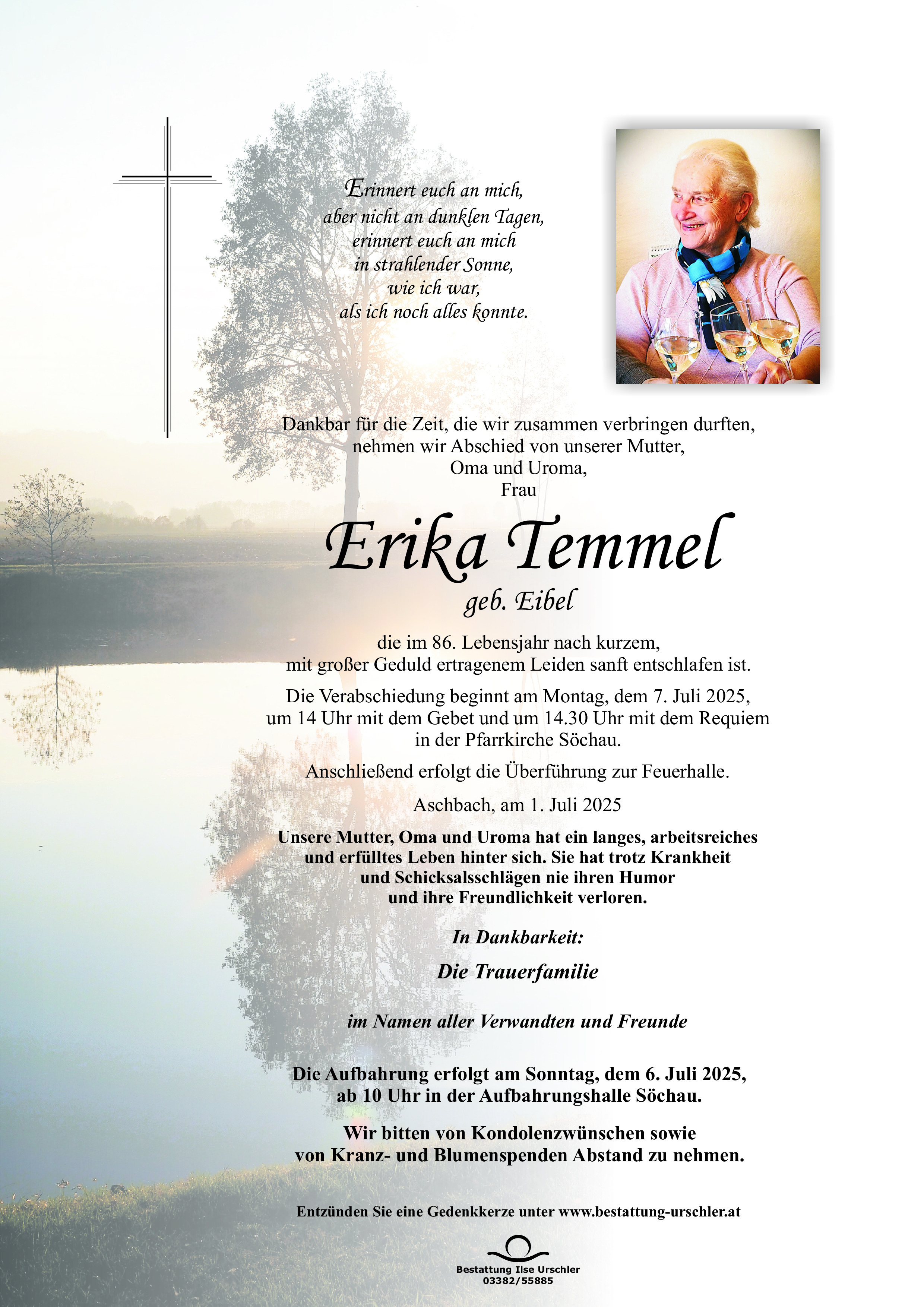 Traueranzeige von Erika Temmel