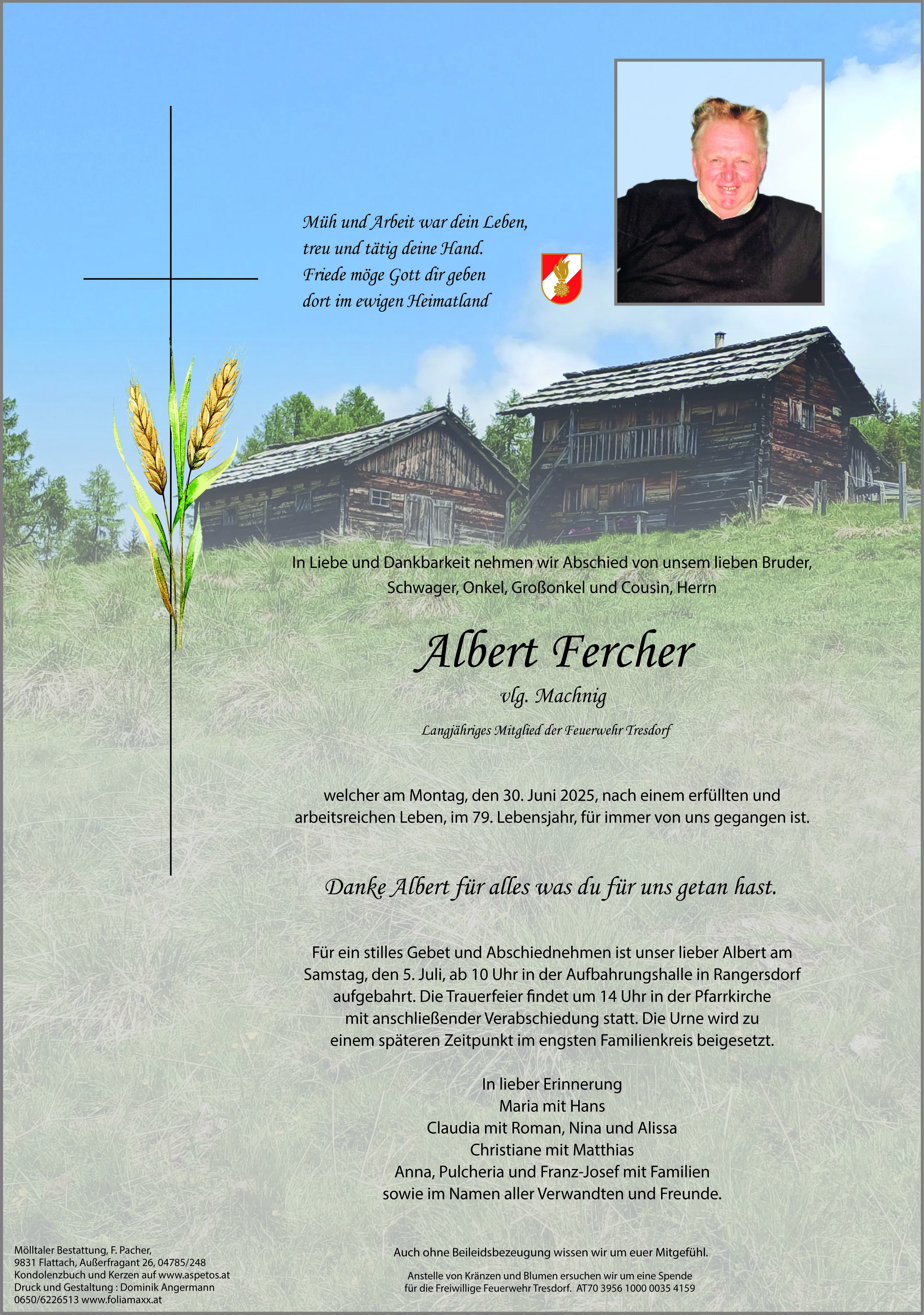 Traueranzeige von Albert Fercher