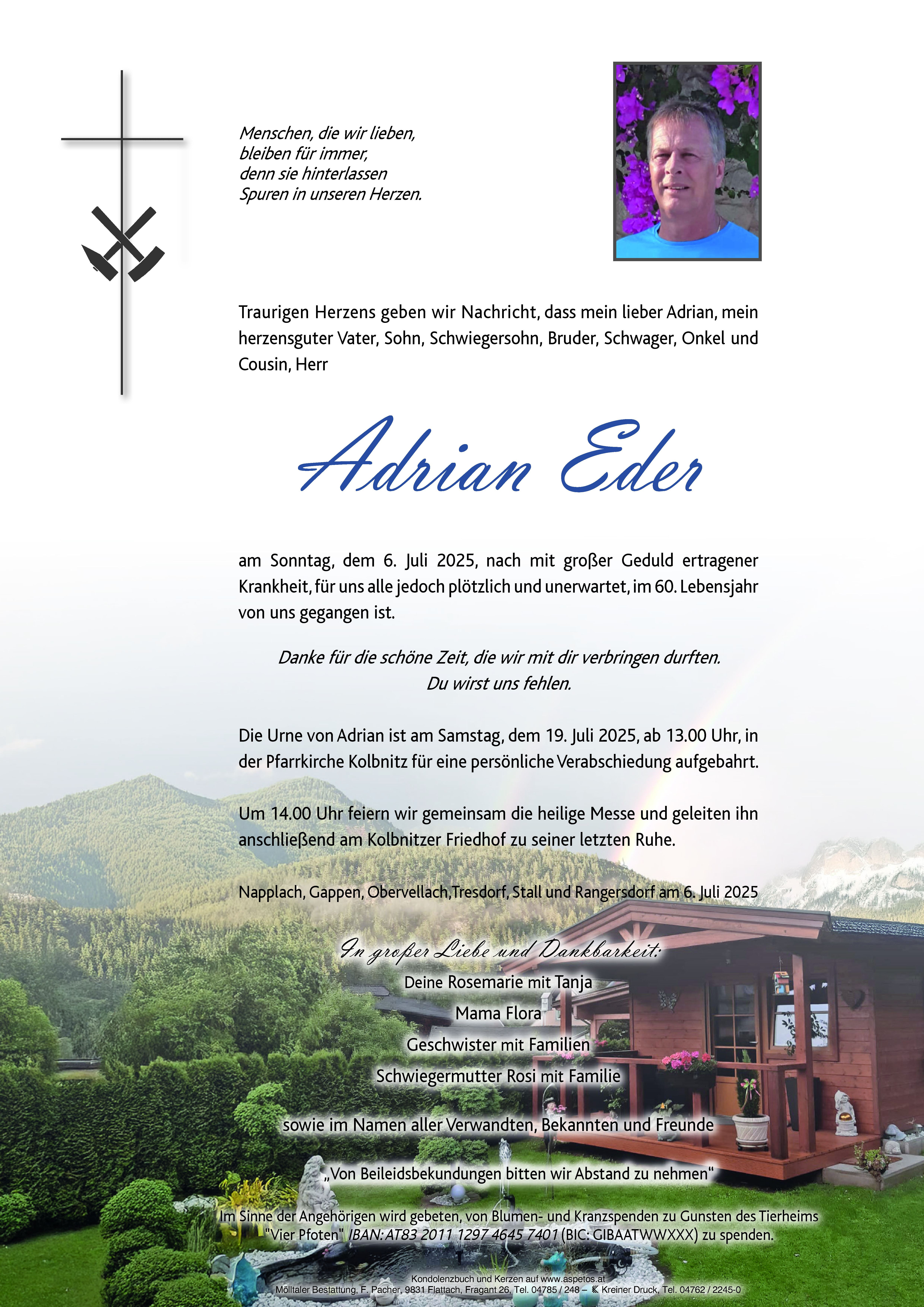 Traueranzeige von Adrian Eder