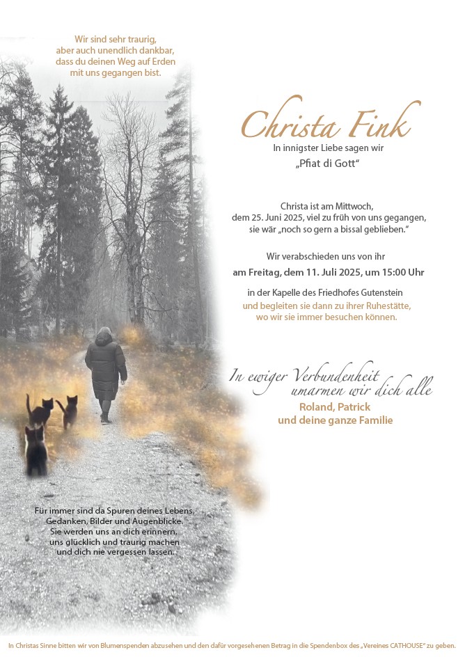 Traueranzeige von Christa Fink