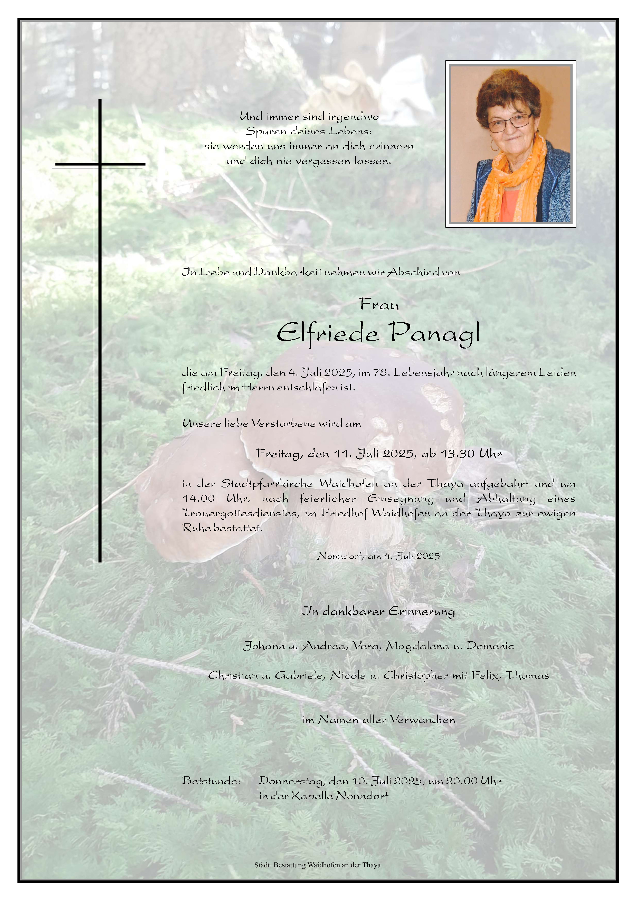 Traueranzeige von Elfriede Panagl