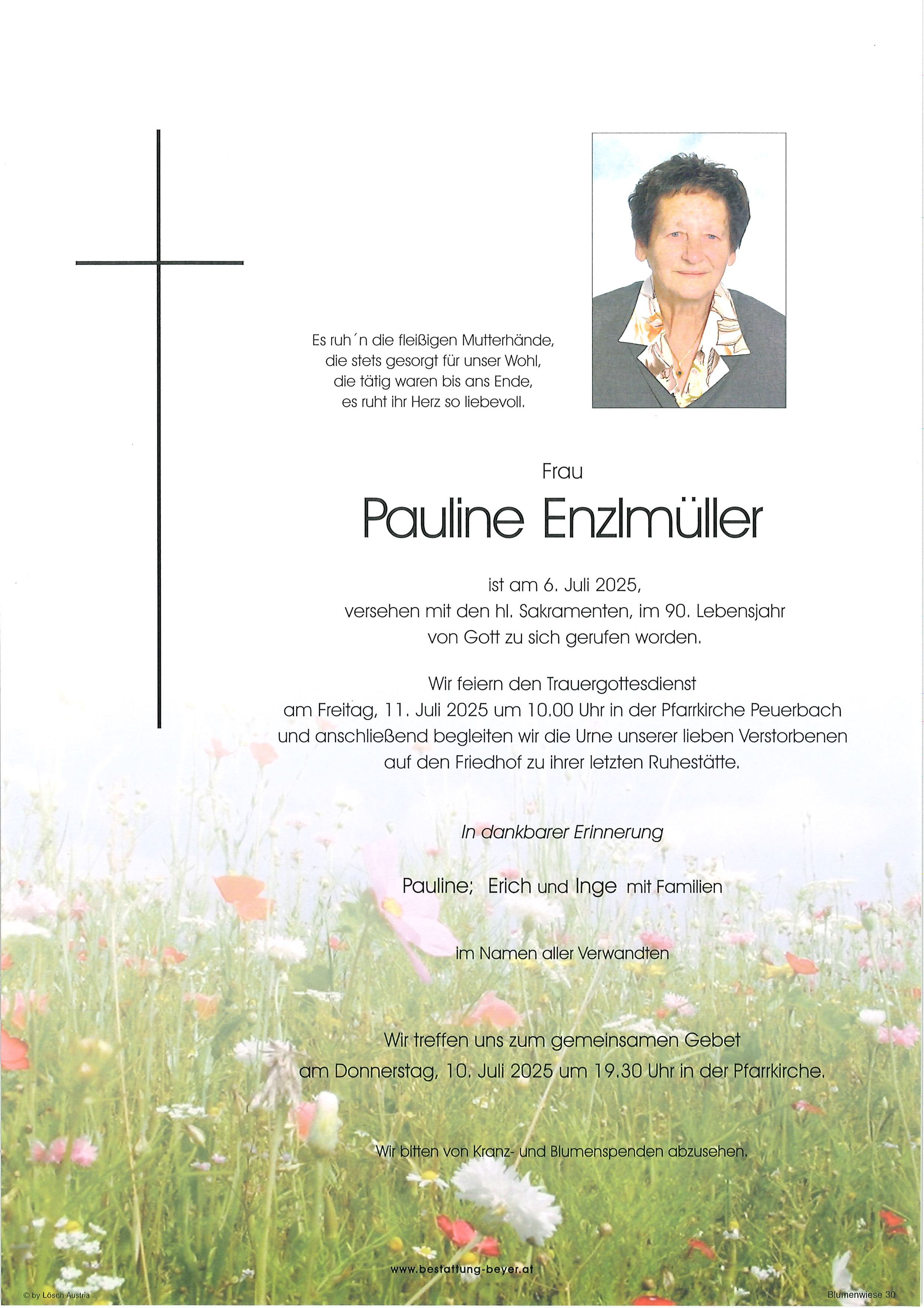 Traueranzeige von Pauline Enzlmüller