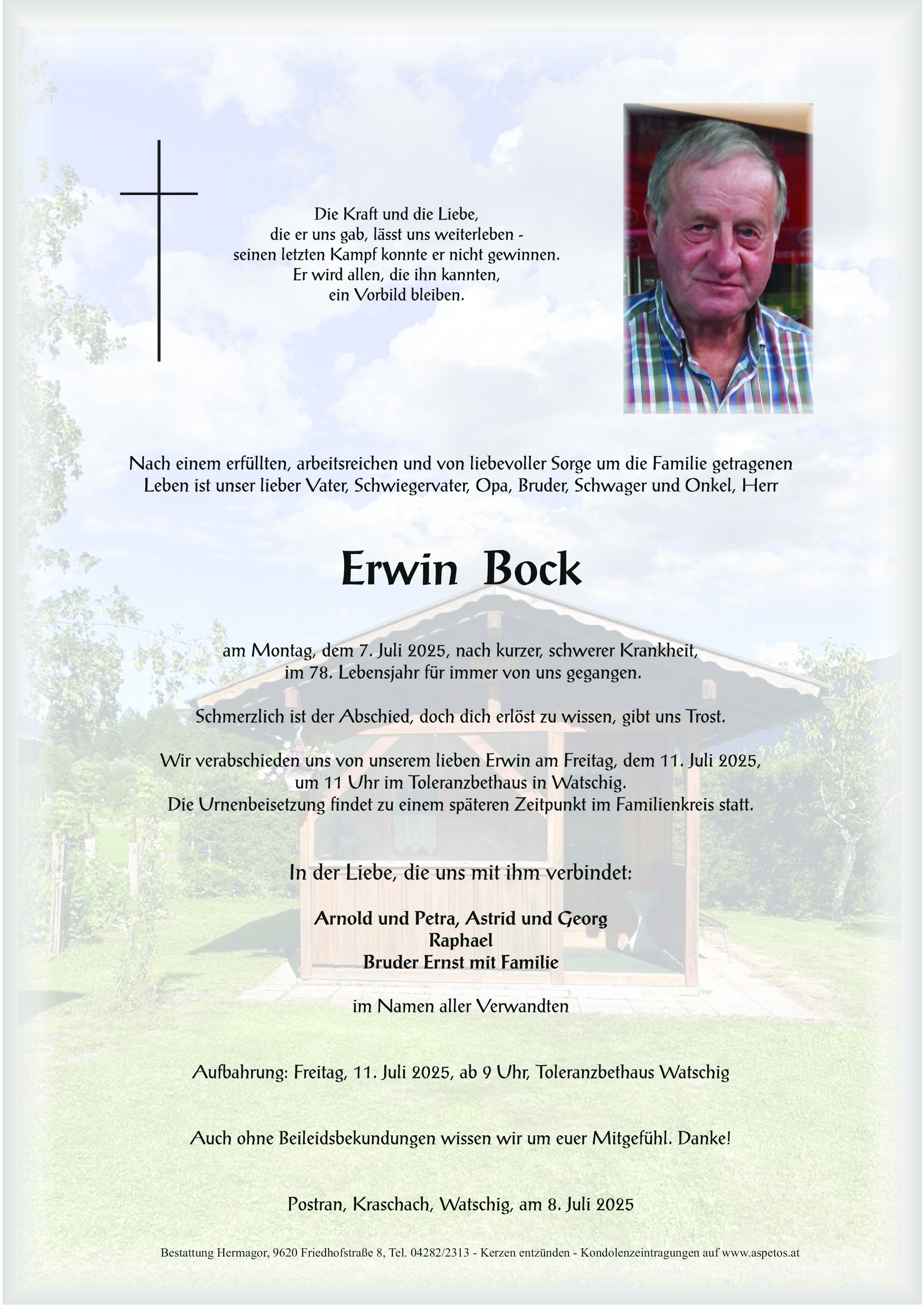 Traueranzeige von Erwin Bock