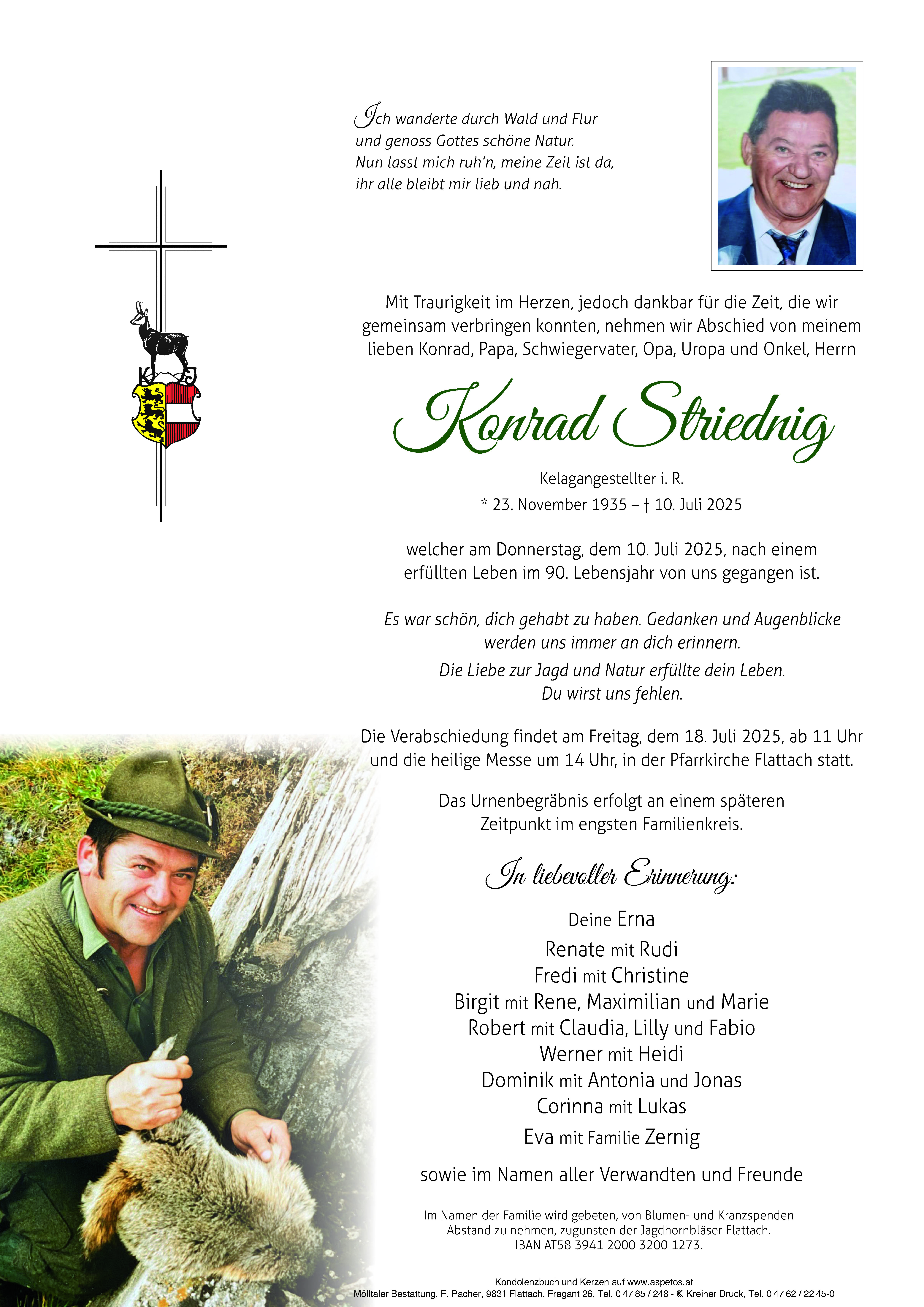 Traueranzeige von Konrad Striednig