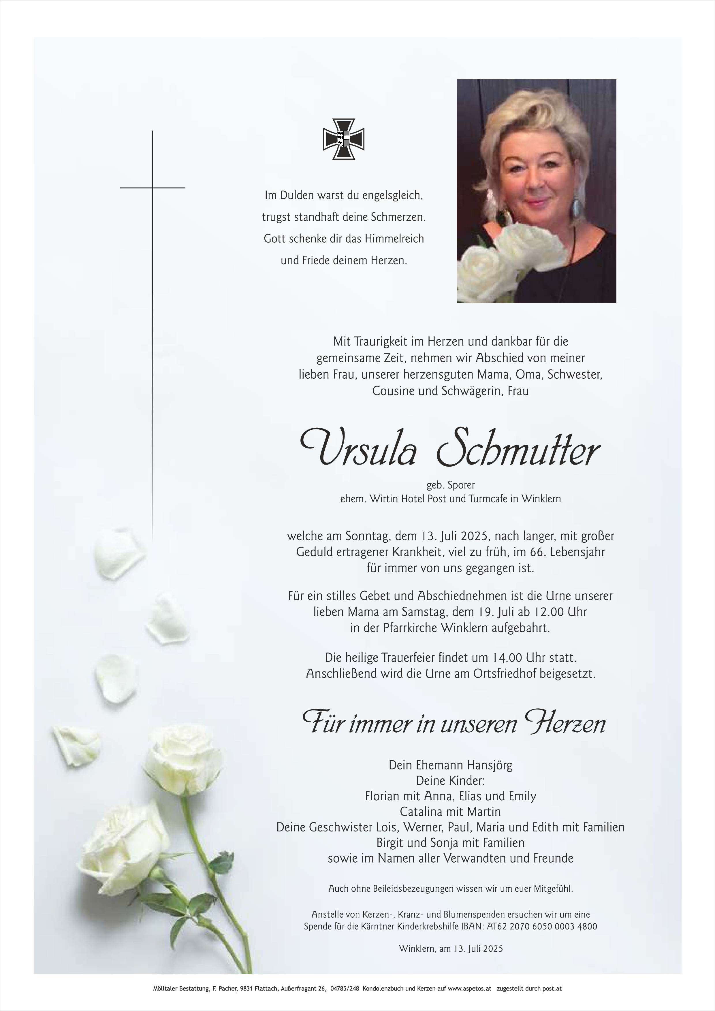 Traueranzeige von Ursula Schmutter