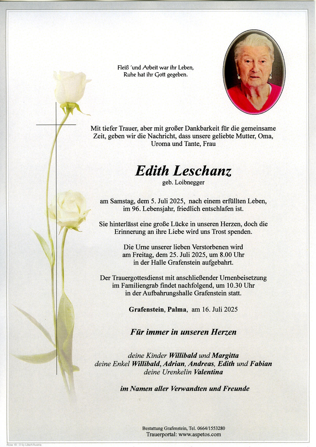 Traueranzeige von Edith Leschanz