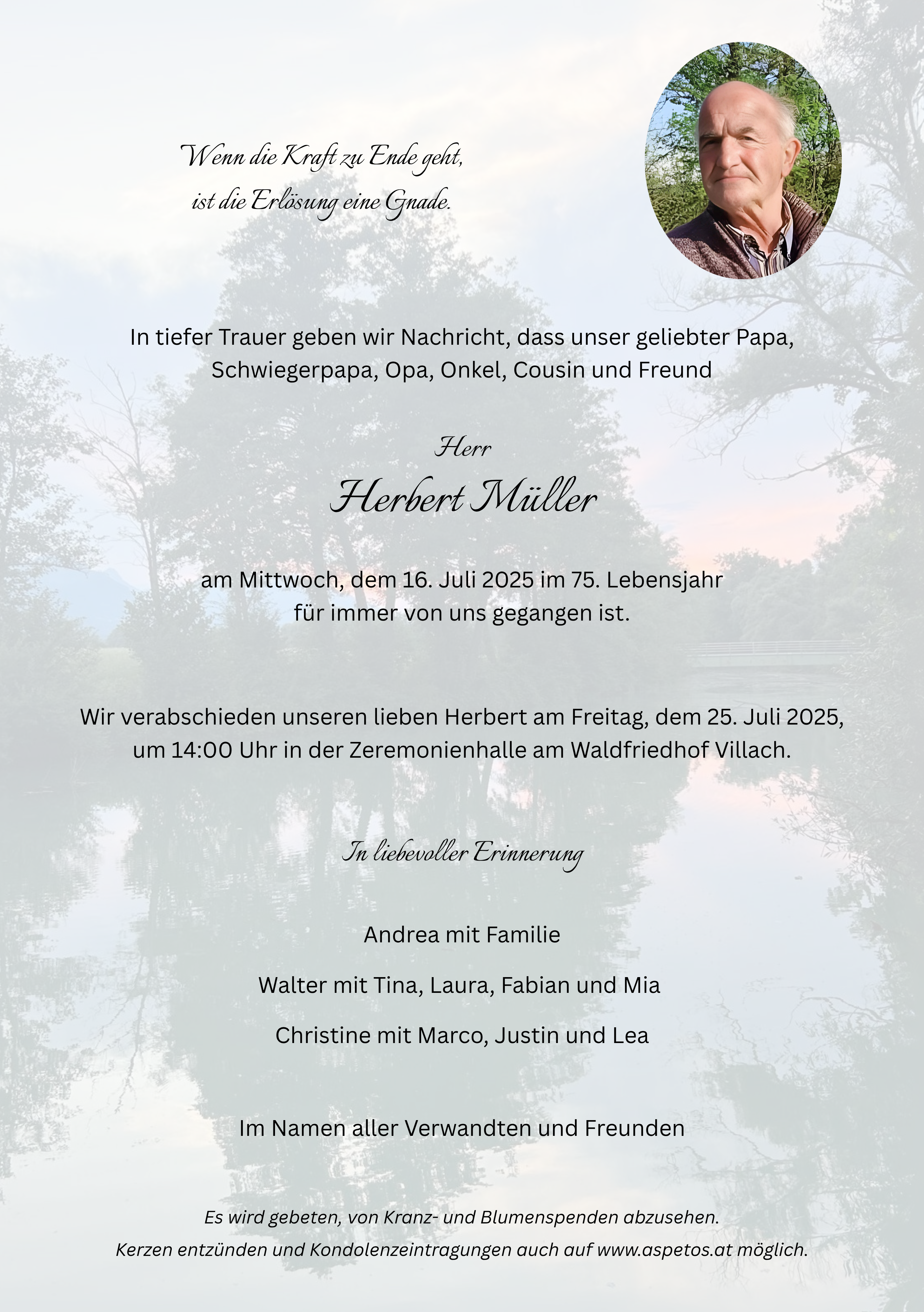 Traueranzeige von Herbert Müller