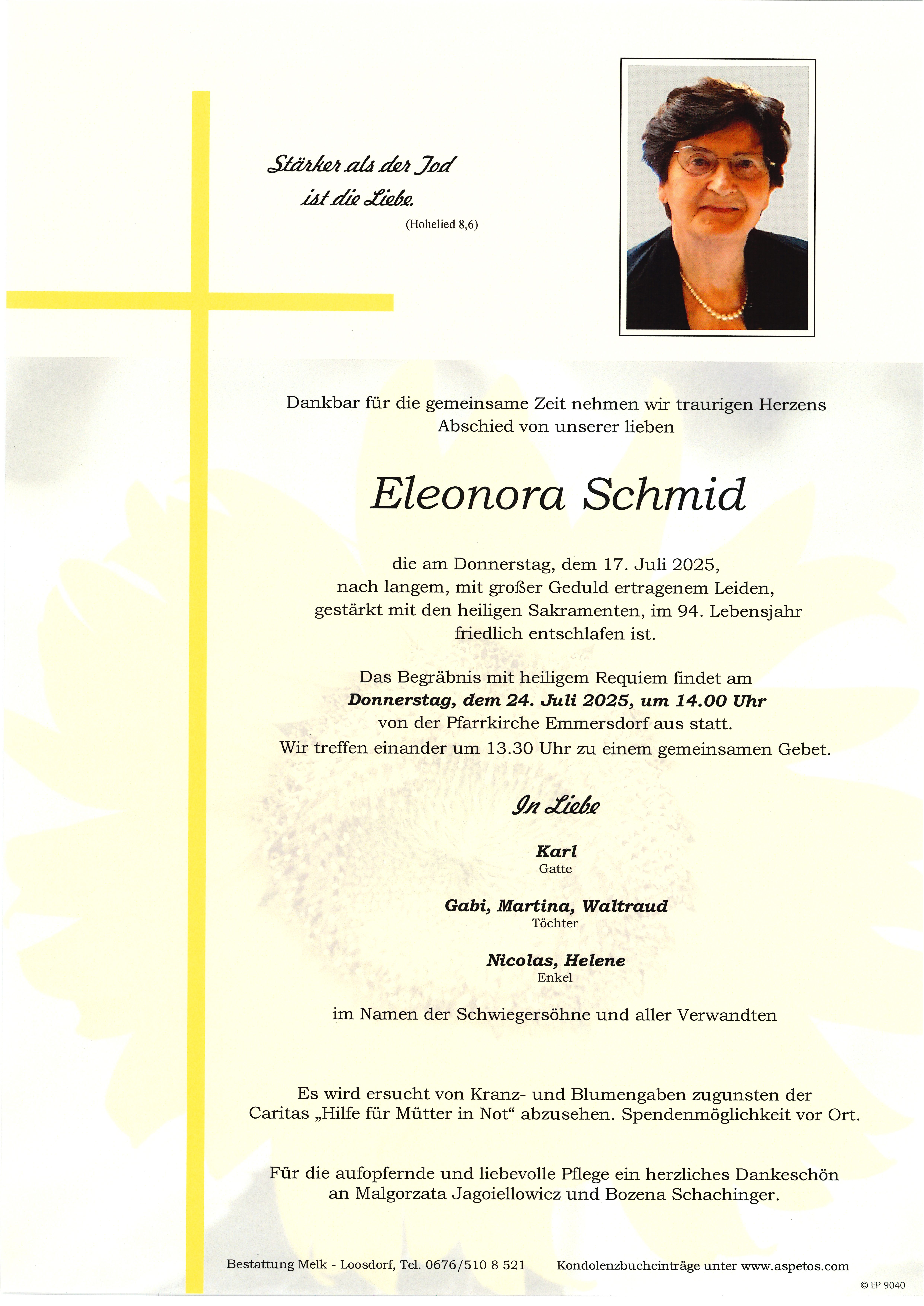 Traueranzeige von Eleonora Schmid