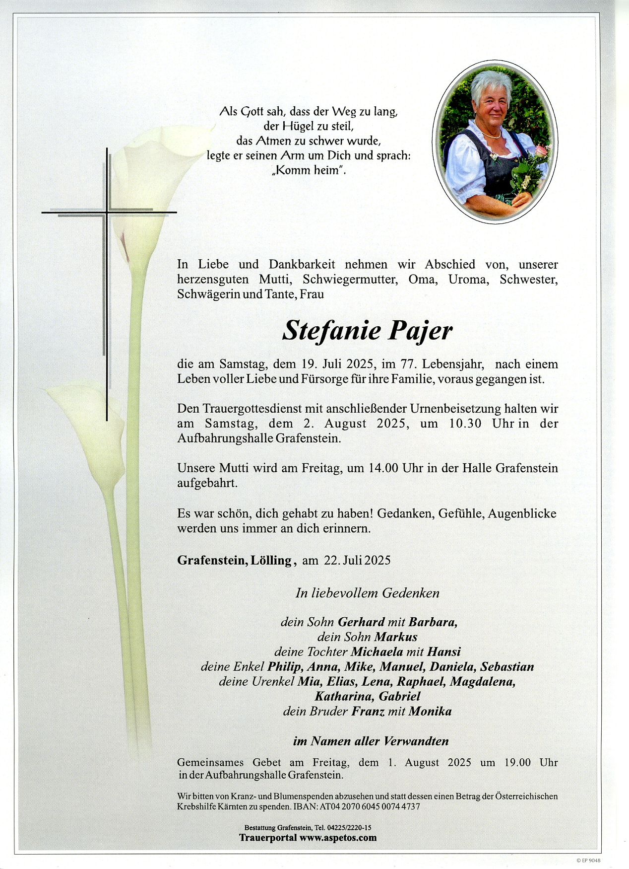 Traueranzeige von Stefanie Pajer
