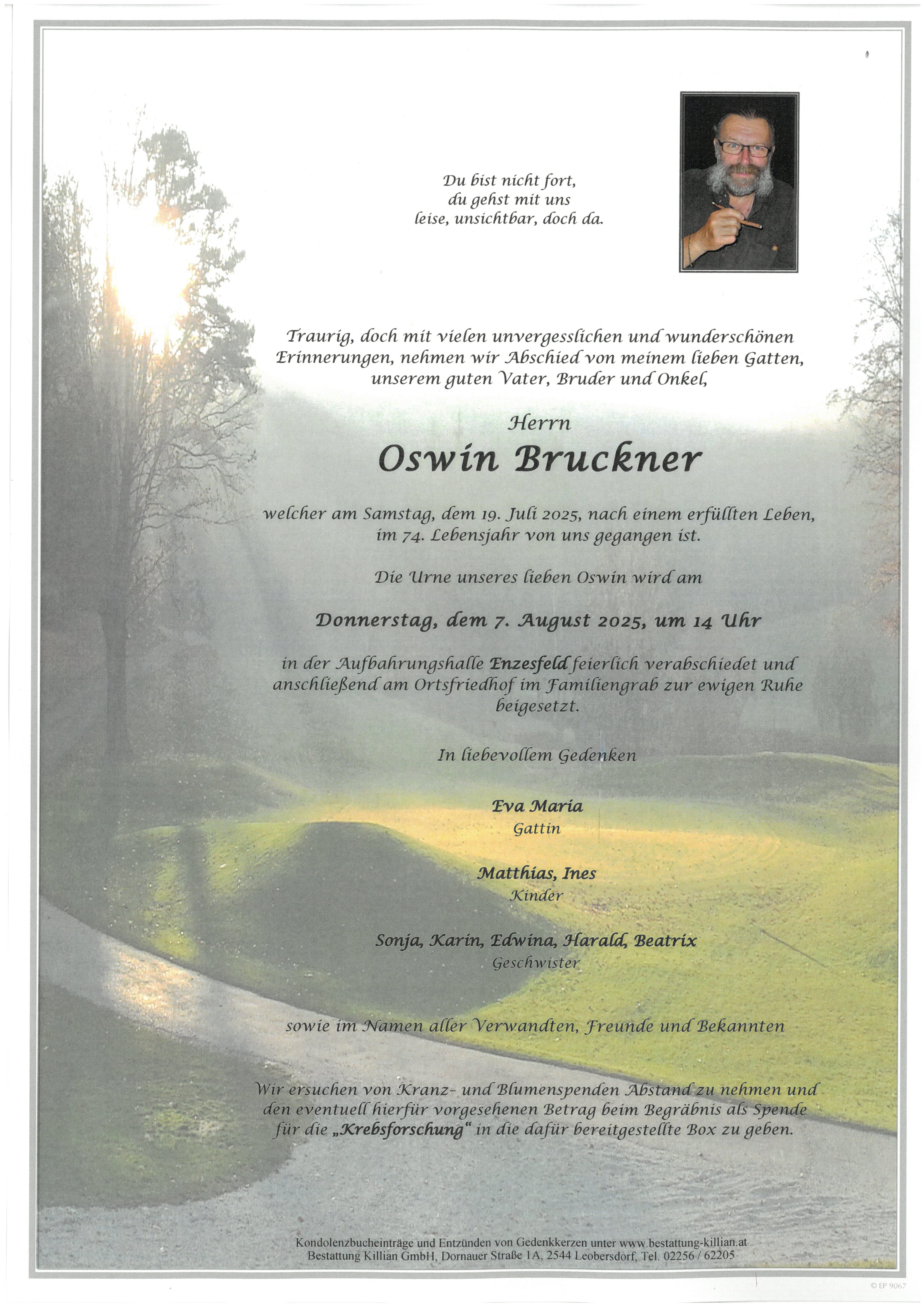 Traueranzeige von Oswin Bruckner