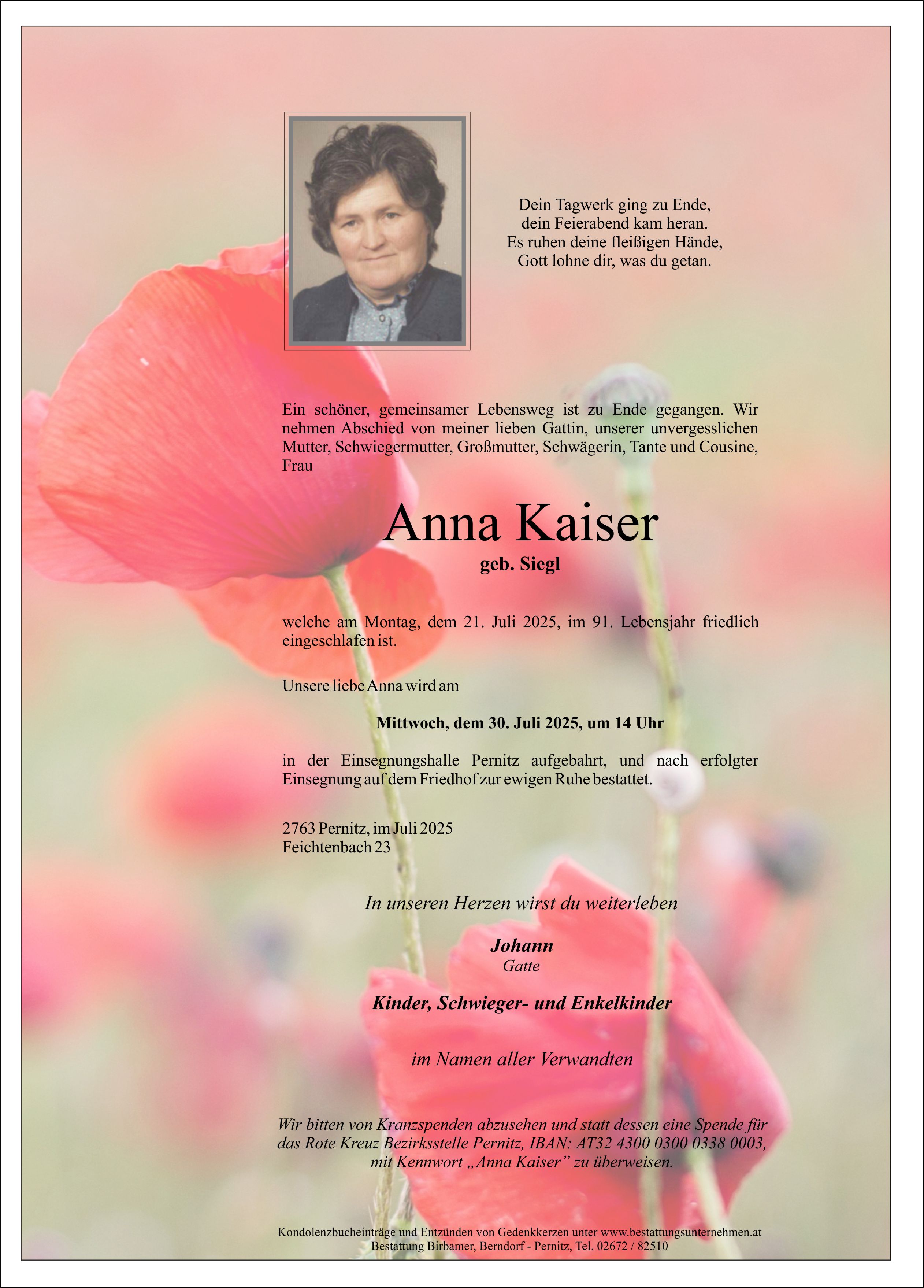 Traueranzeige von Anna Kaiser