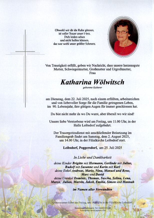 Traueranzeige von Wölwitsch Katharina