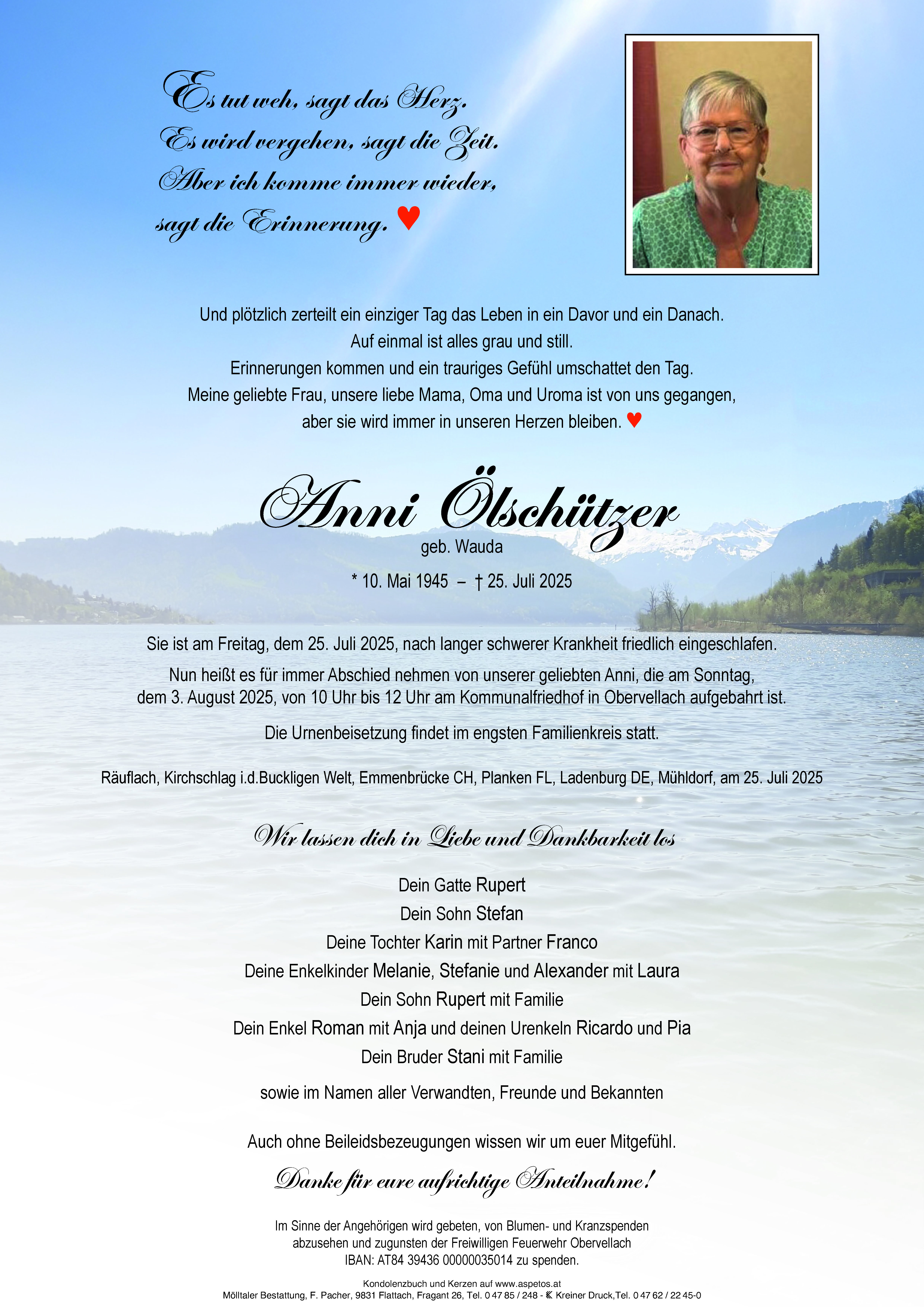 Traueranzeige von Anna Ölschützer