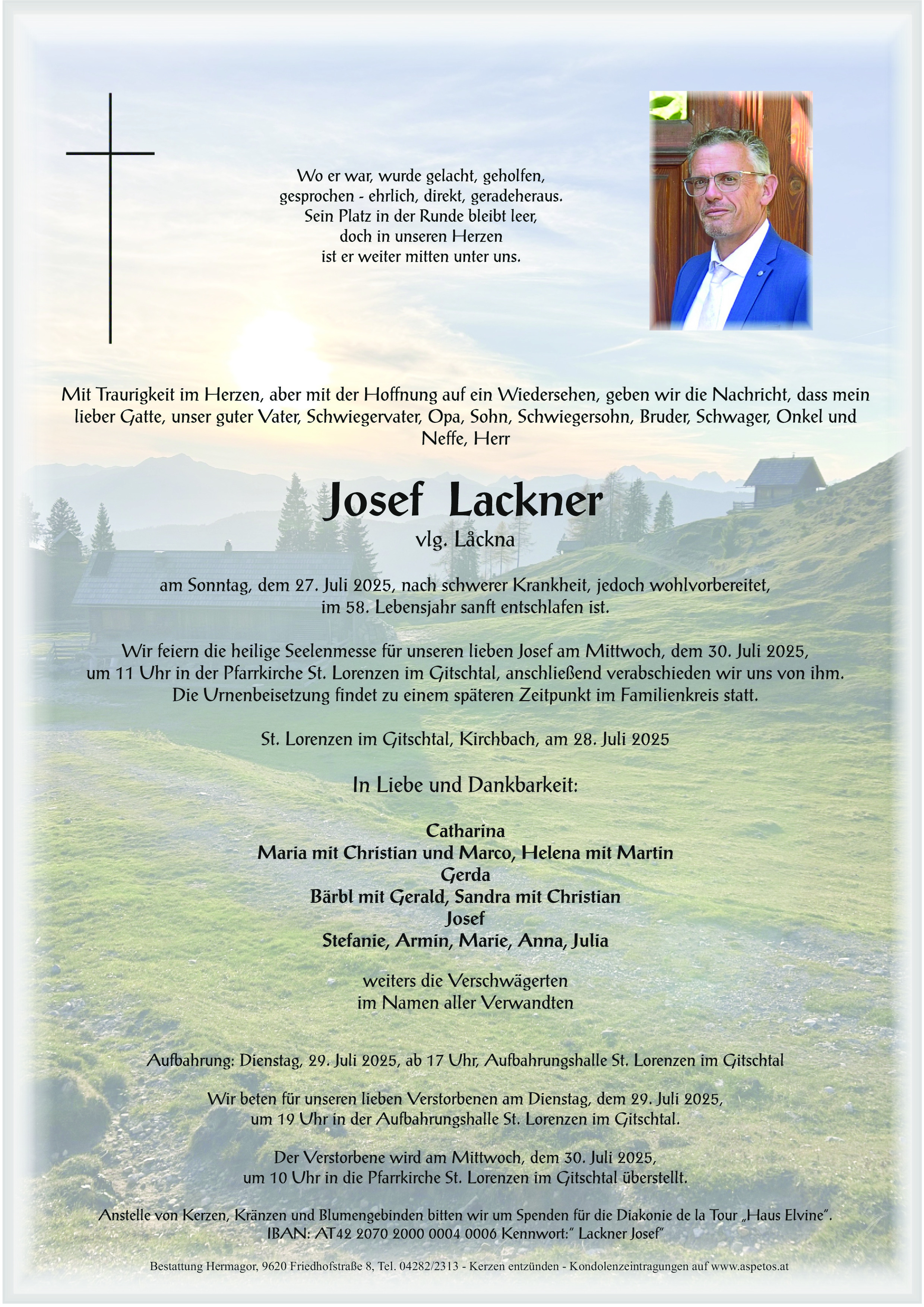 Traueranzeige von Josef Lackner