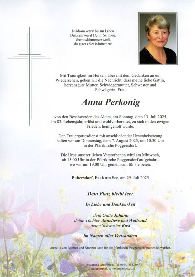Traueranzeige von Anna Perkonig