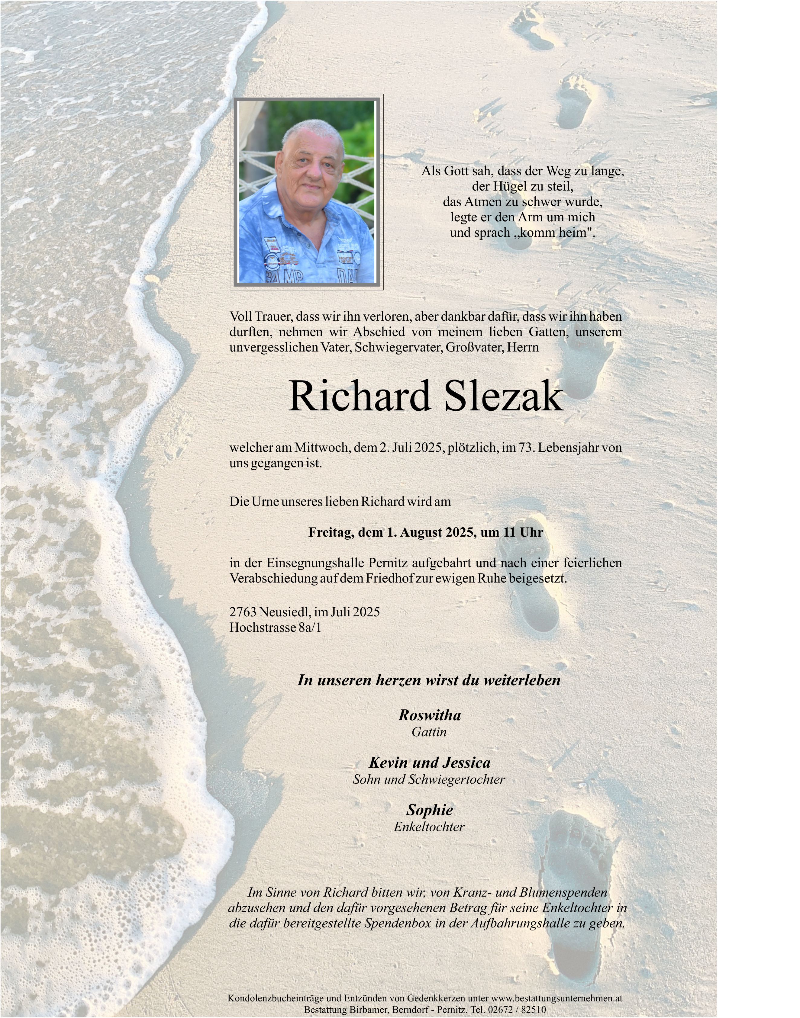 Traueranzeige von Richard Slezak