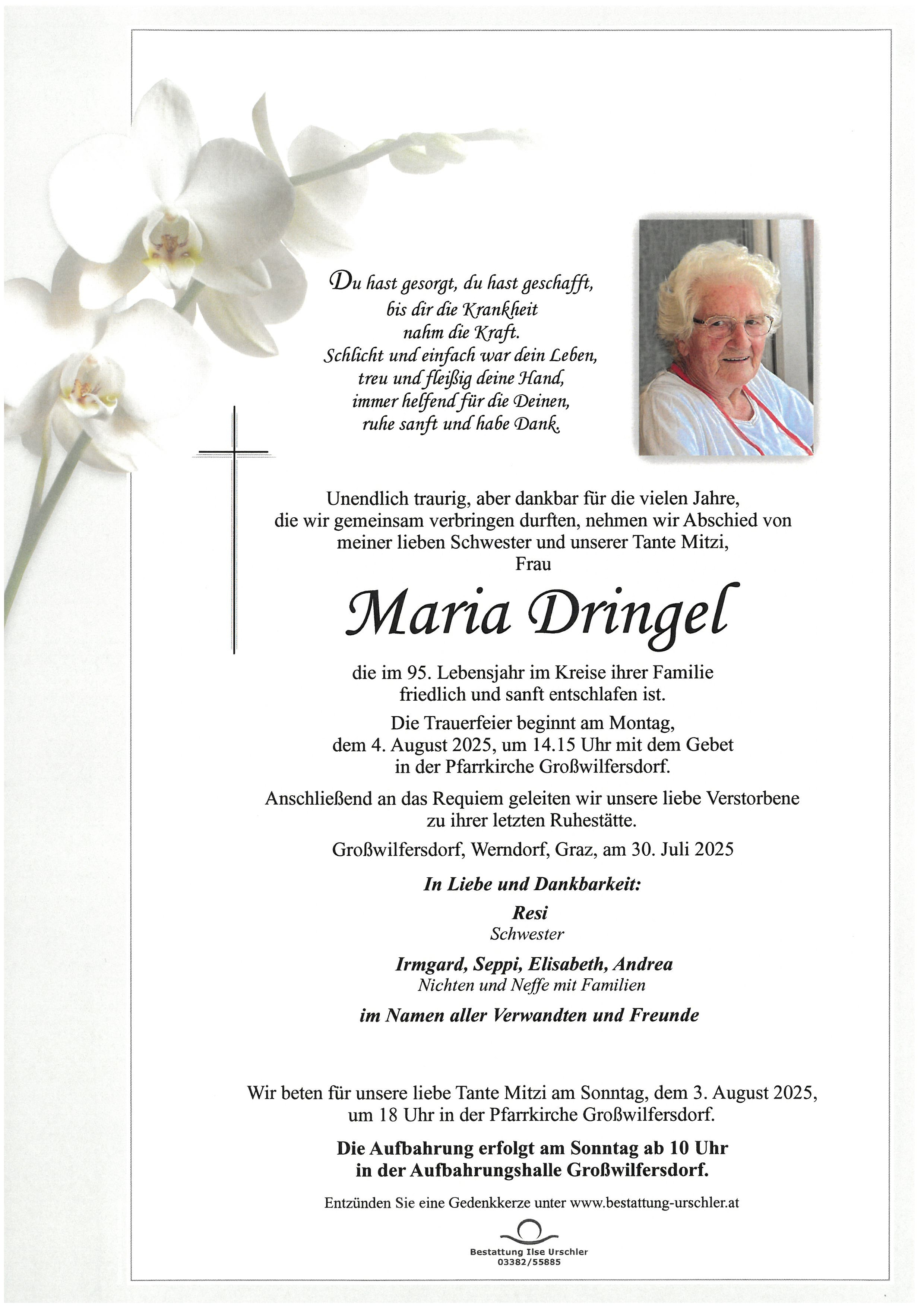 Traueranzeige von Maria Dringel