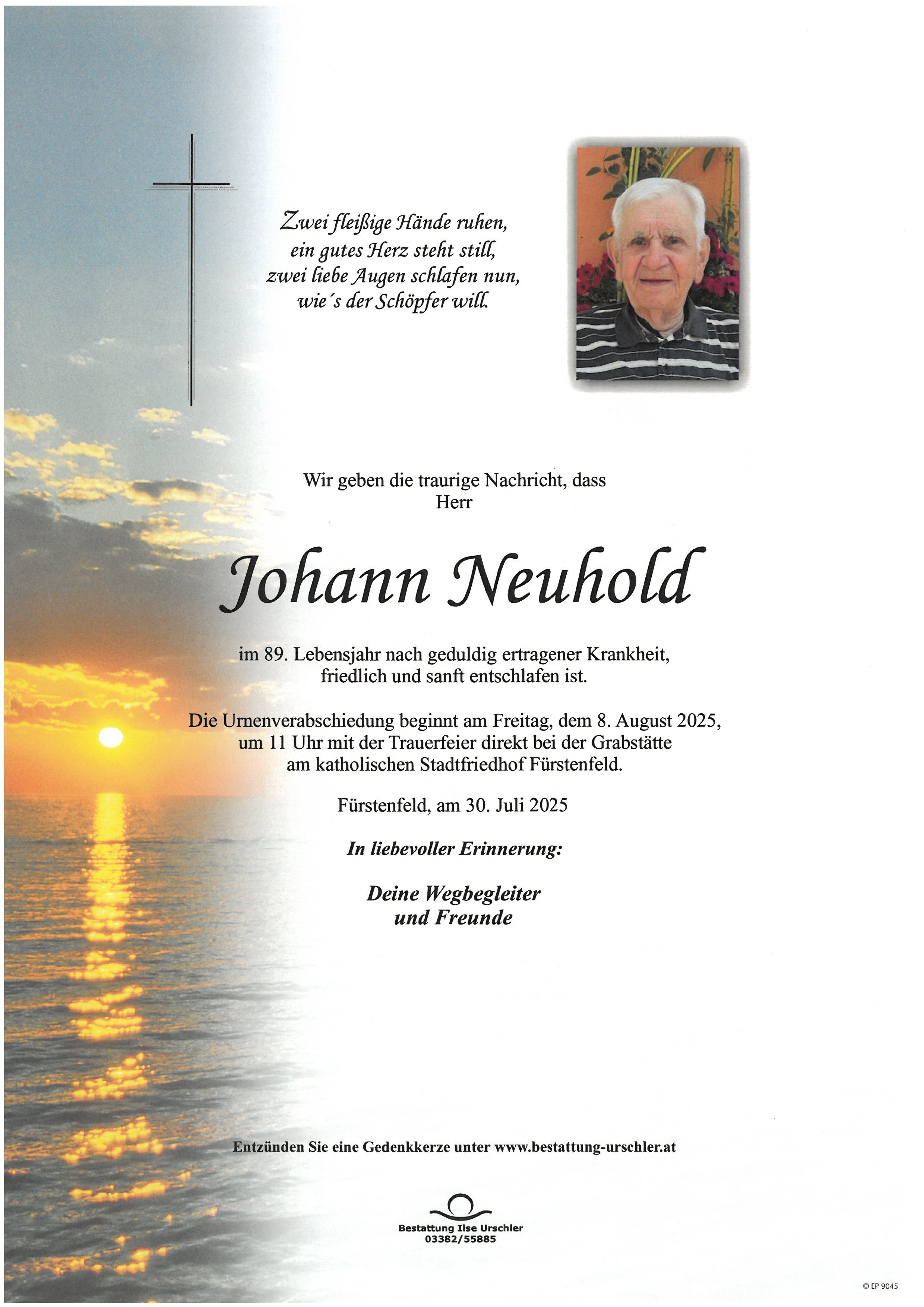 Traueranzeige von Johann Neuhold