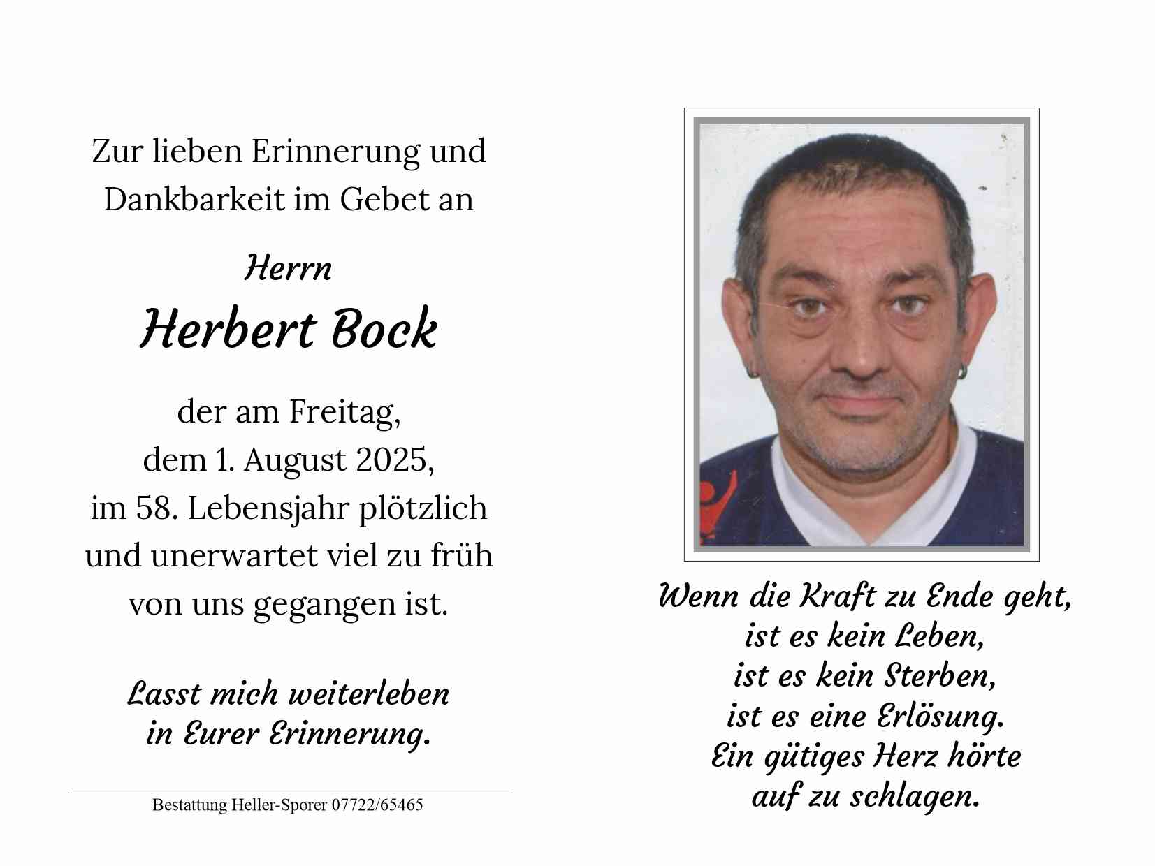 Traueranzeige von Herbert Bock