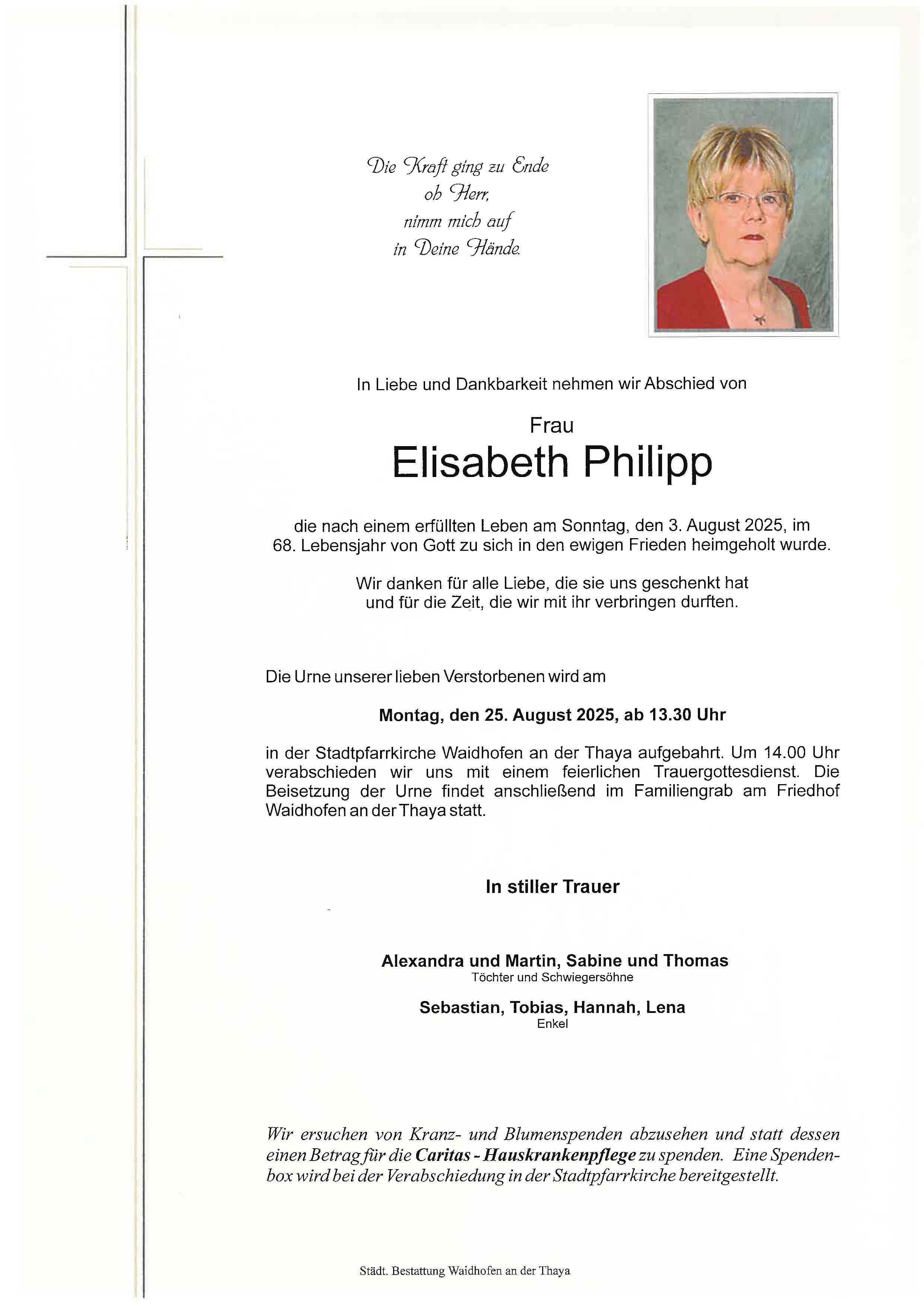 Traueranzeige von Elisabeth Philipp