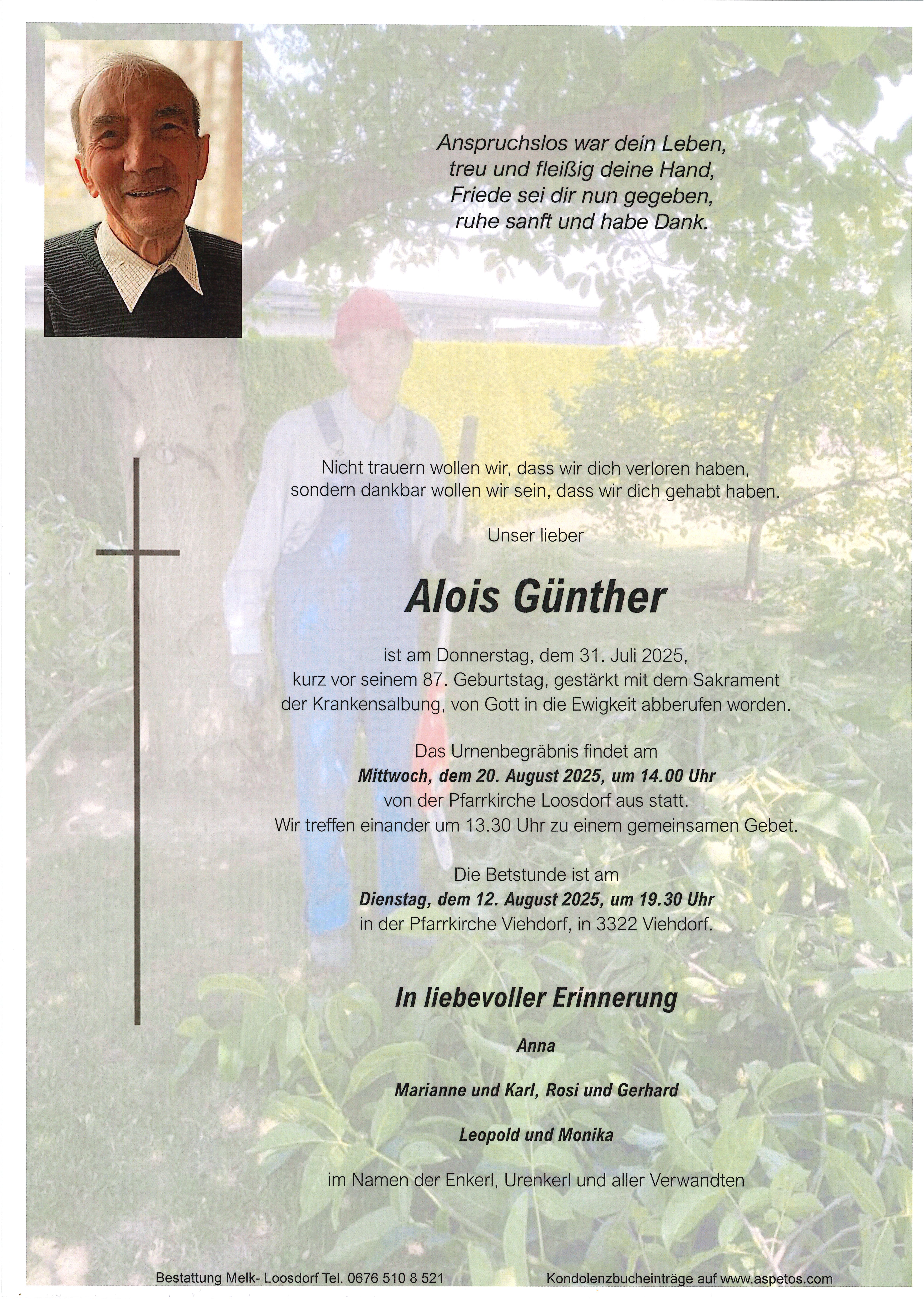 Traueranzeige von Alois Günther