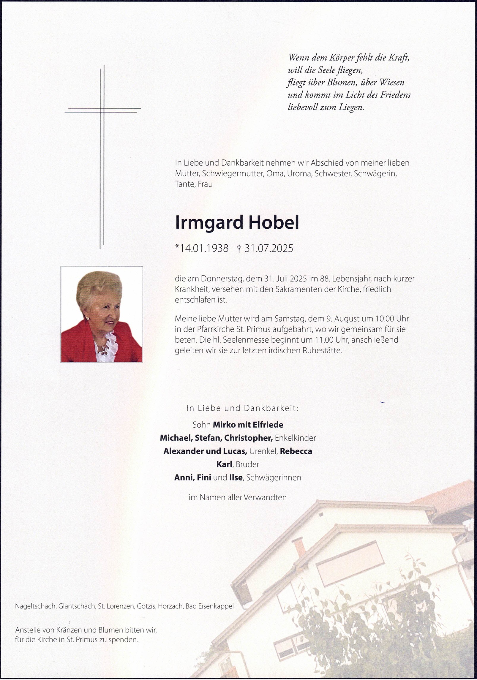 Traueranzeige von Irmgard Hobel