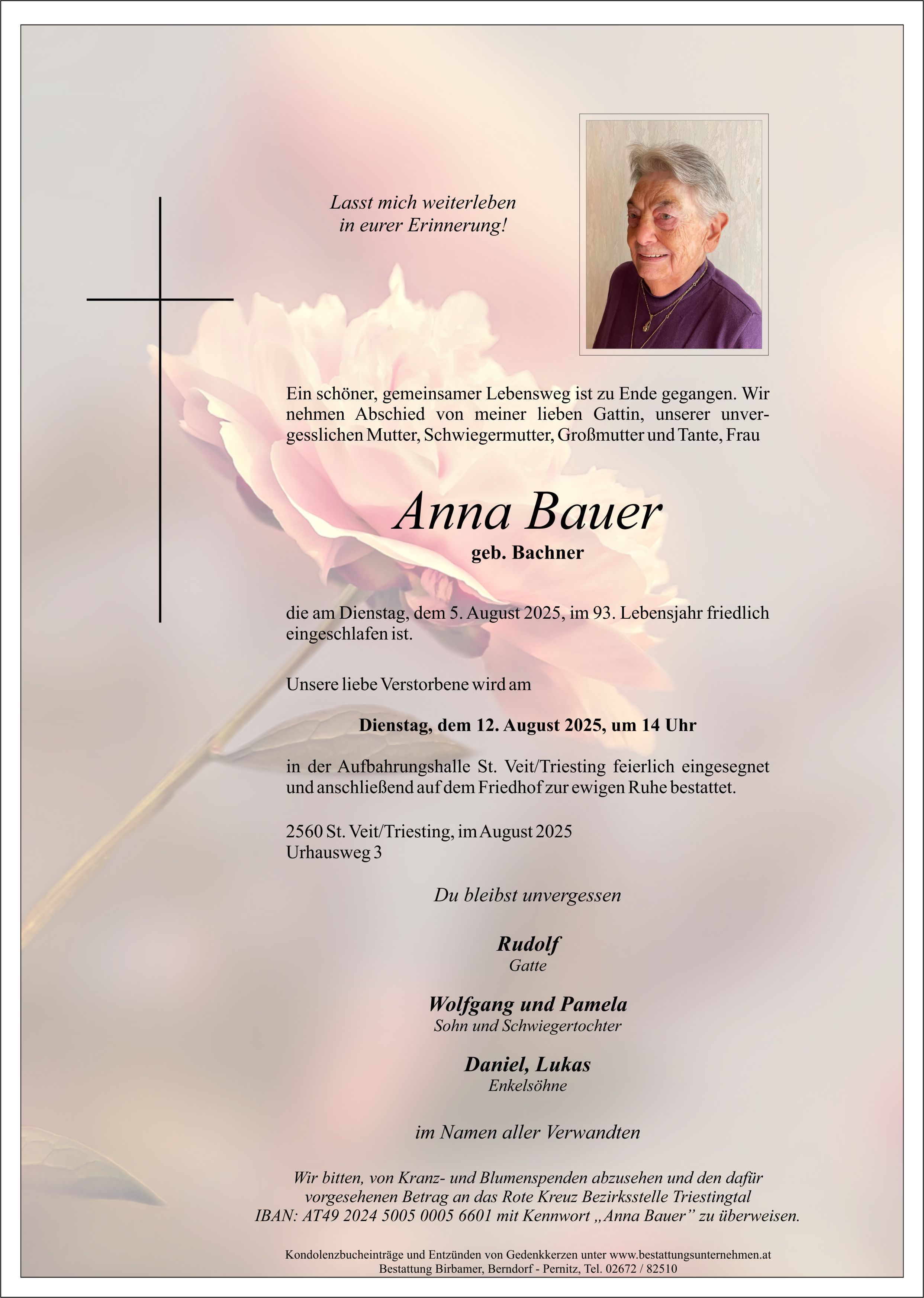 Traueranzeige von Anna Bauer