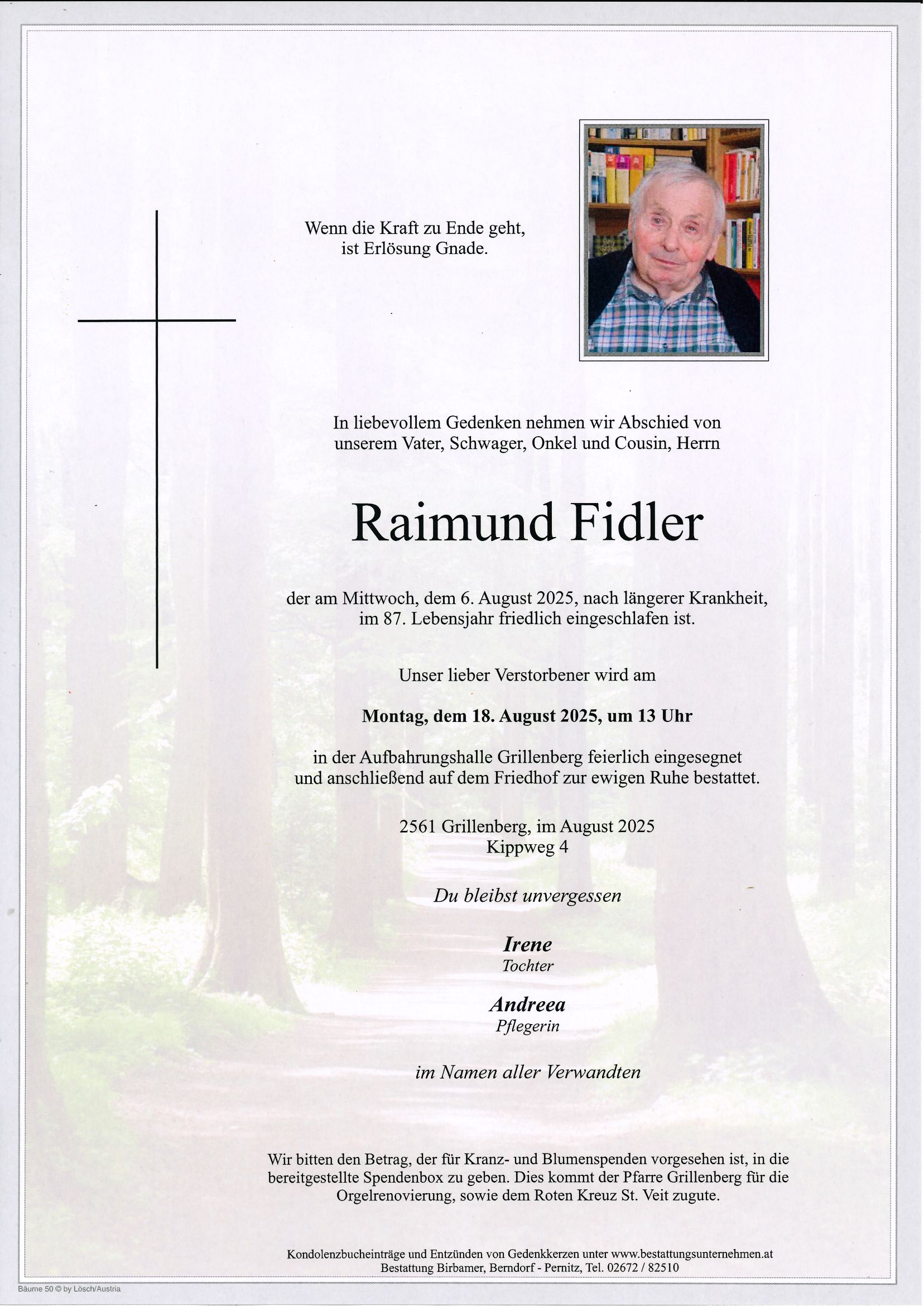 Traueranzeige von Raimund Fidler