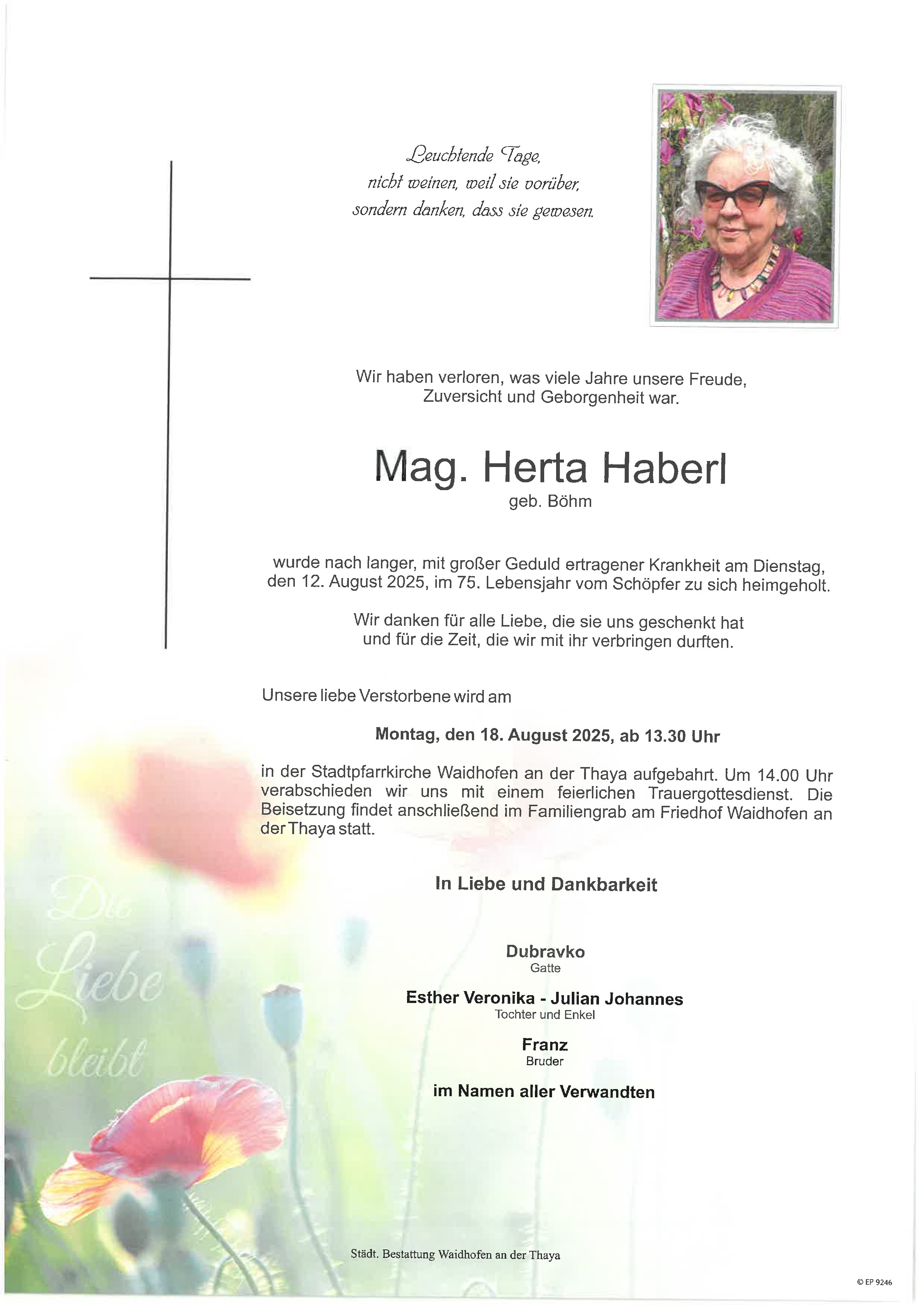 Traueranzeige von Mag. Herta Haberl