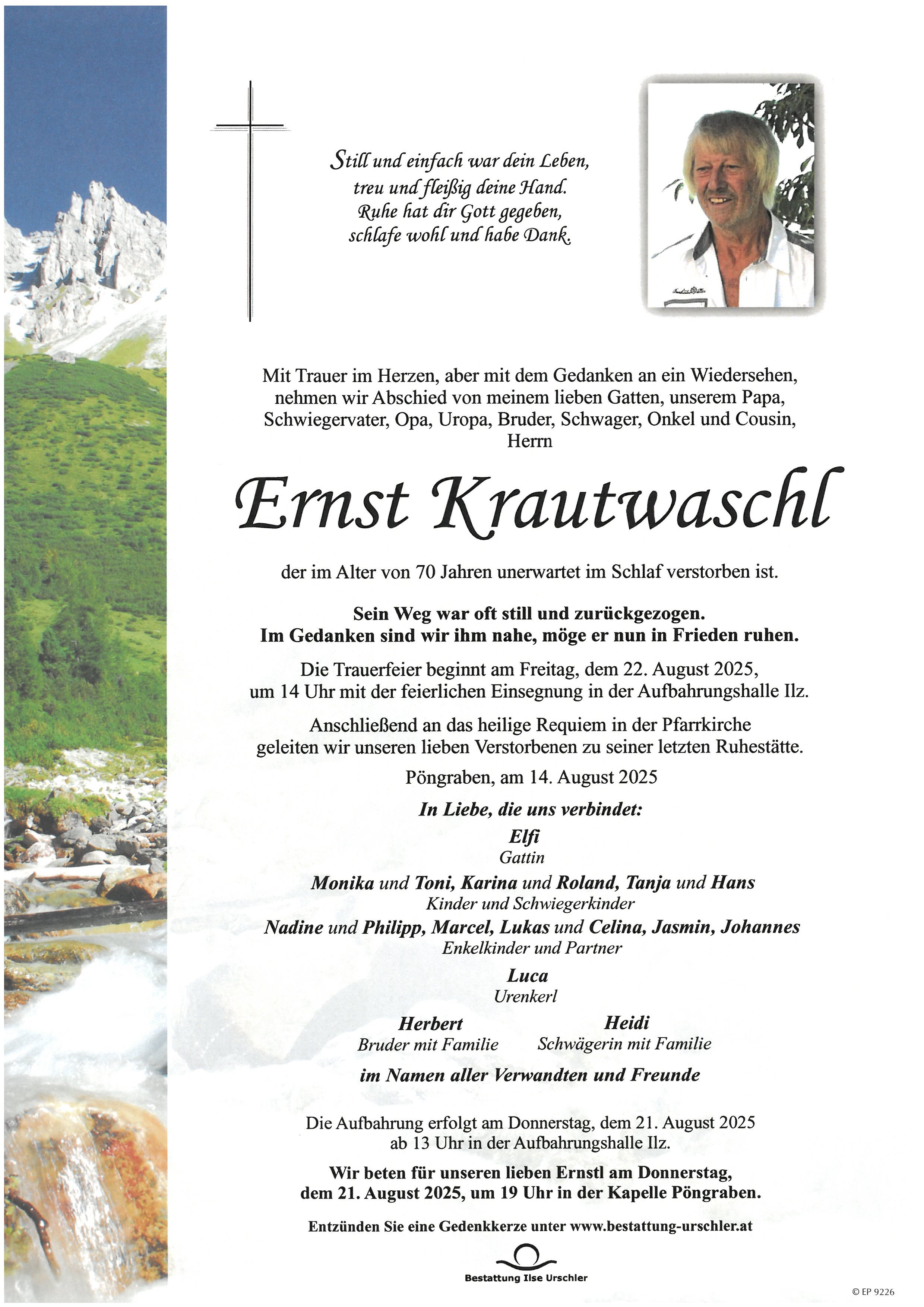 Traueranzeige von Ernst Krautwaschl