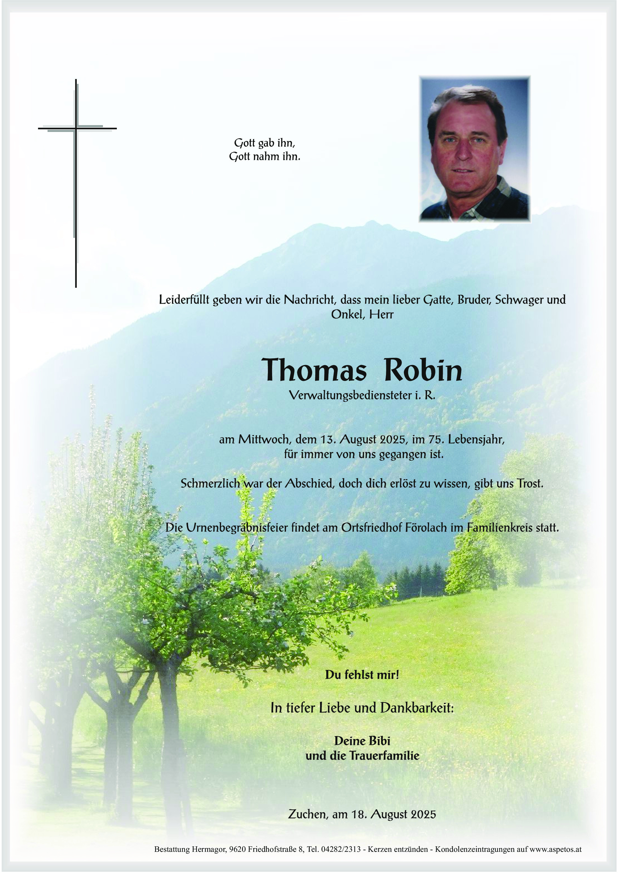 Traueranzeige von Thomas Robin