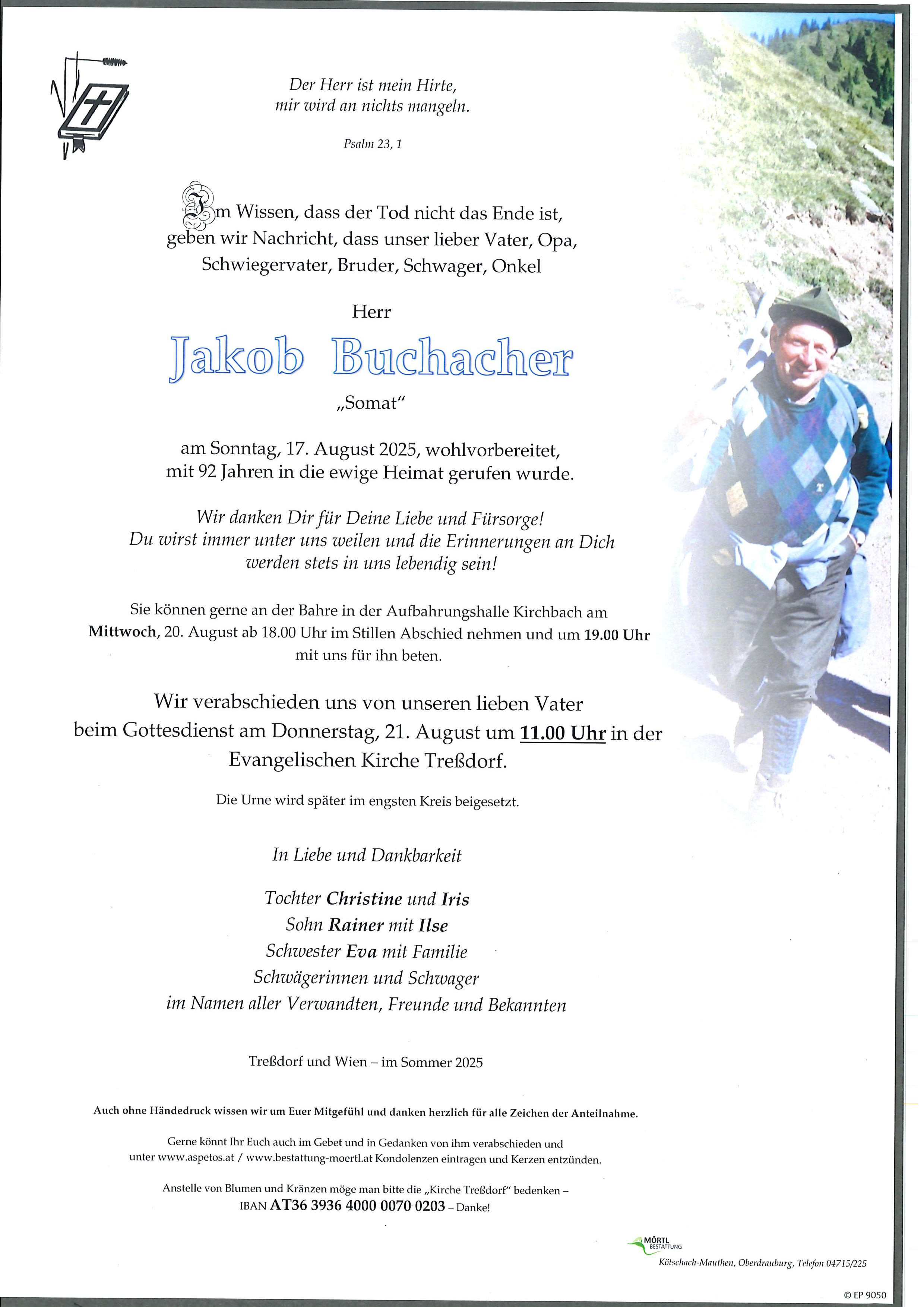Traueranzeige von Jakob Buchacher
