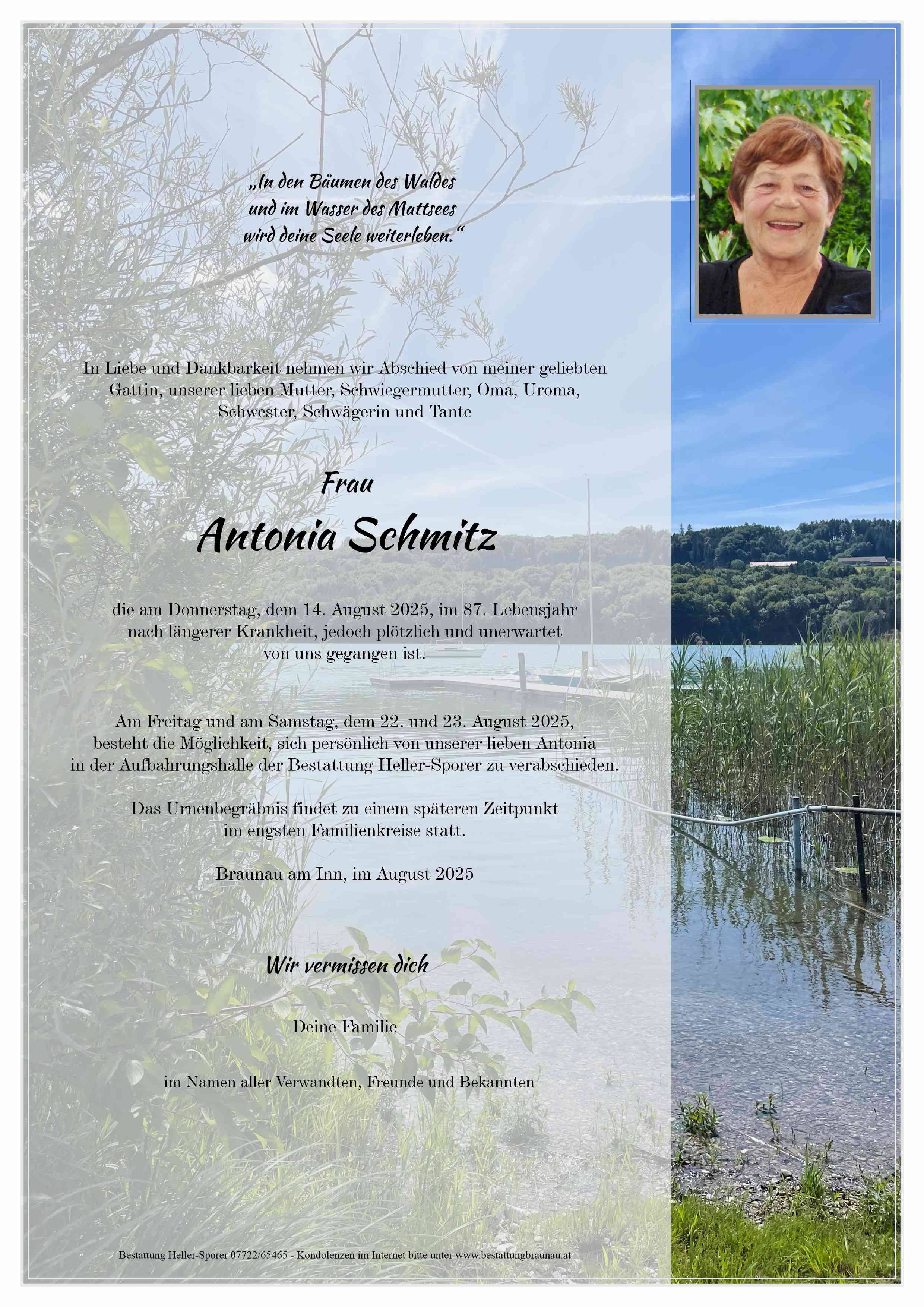 Traueranzeige von Antonia Schmitz
