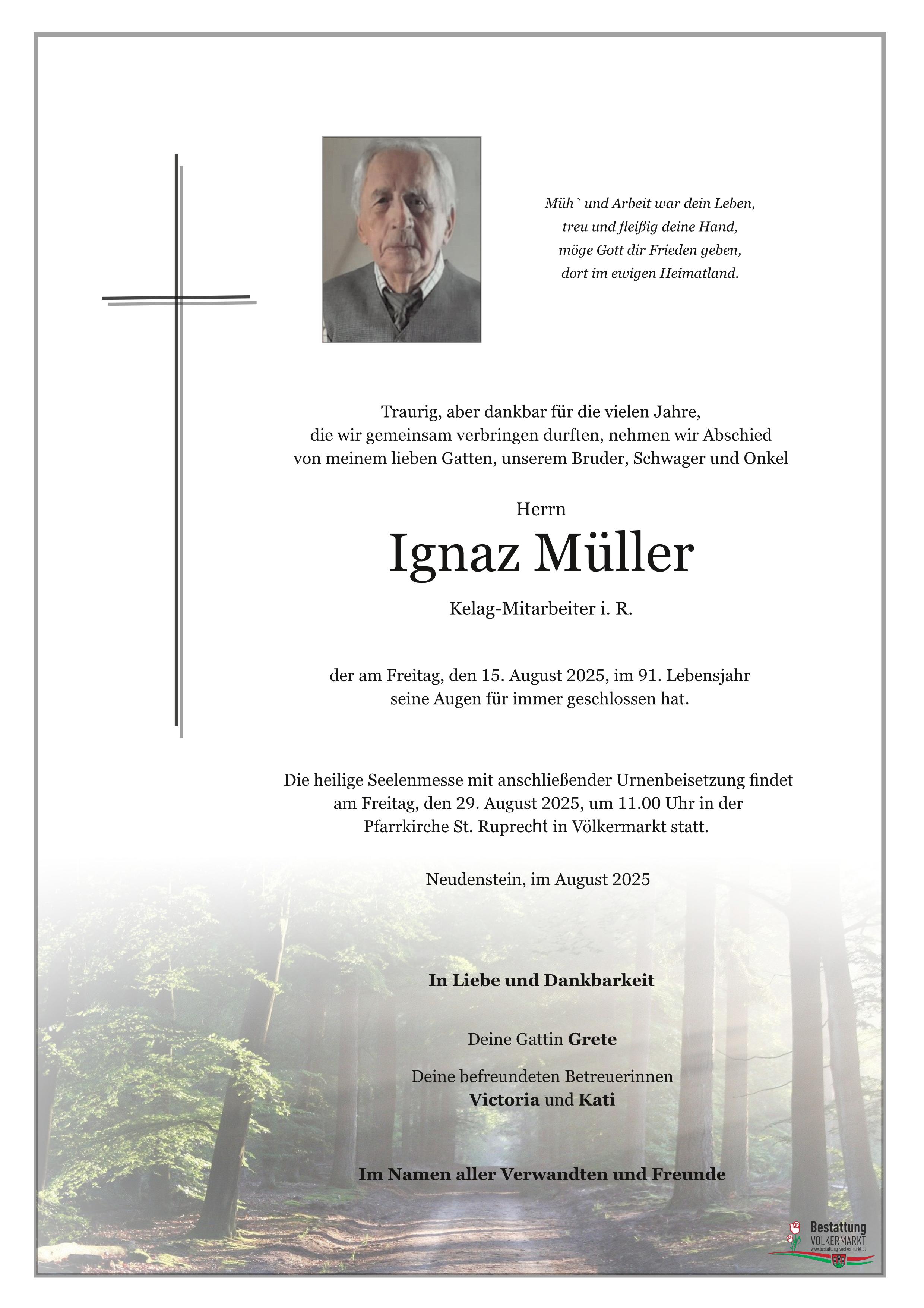 Traueranzeige von Ignaz Müller